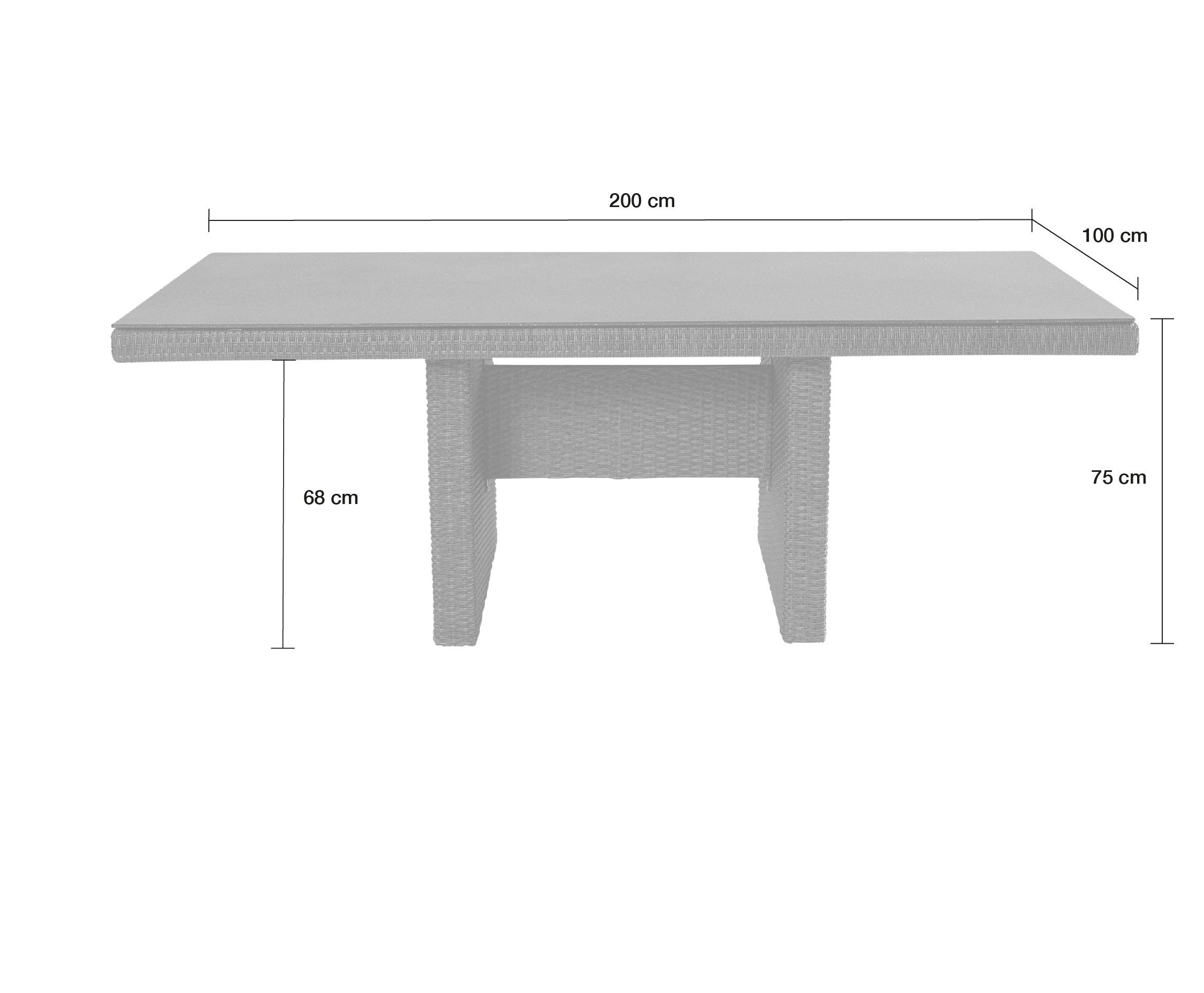 LC Garden Gartentisch Barcelona Dining Wangentisch 200 x 100 cm Glaskeramik