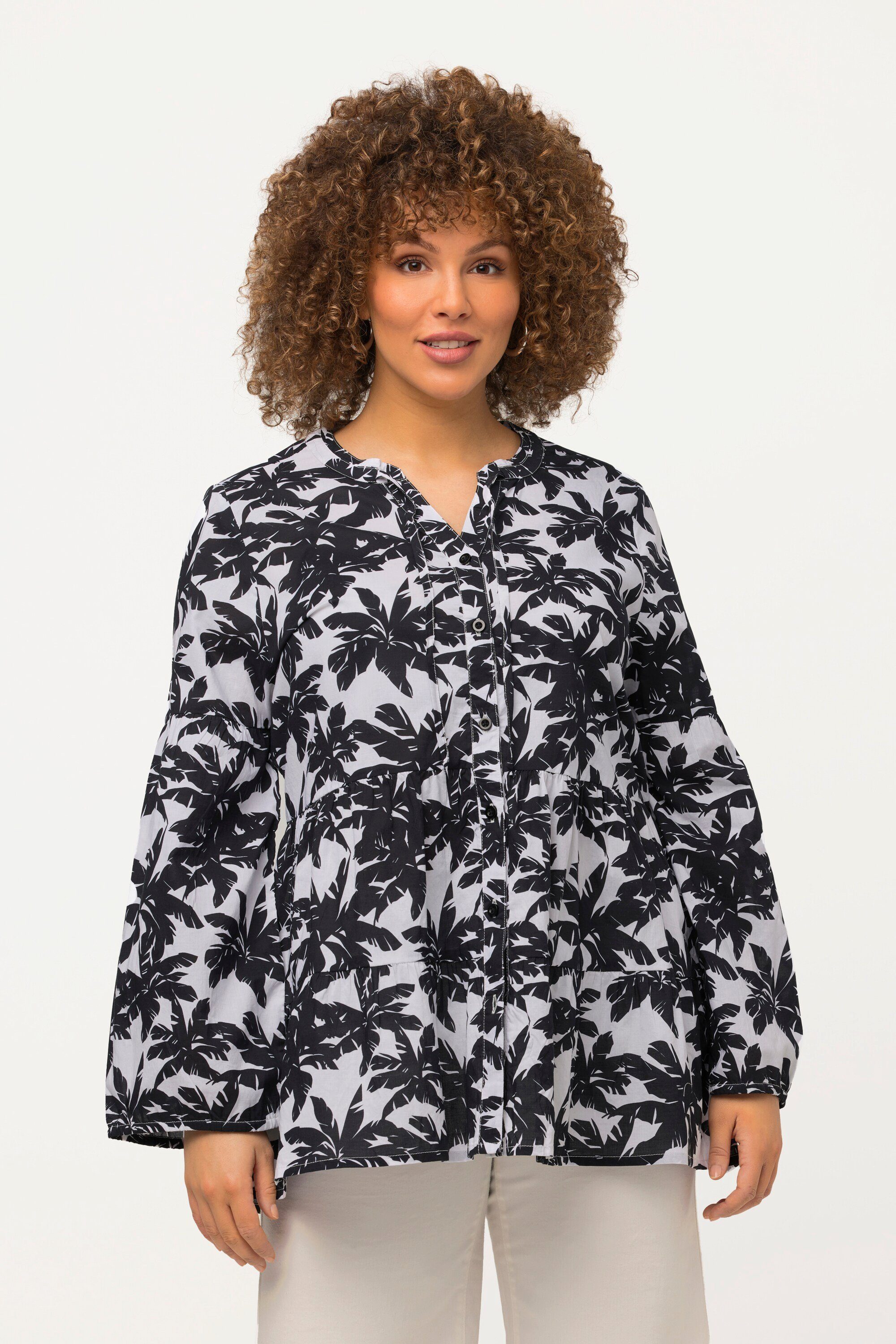 Ulla Popken Longbluse Tunika Palmen A-Linie günstig online kaufen
