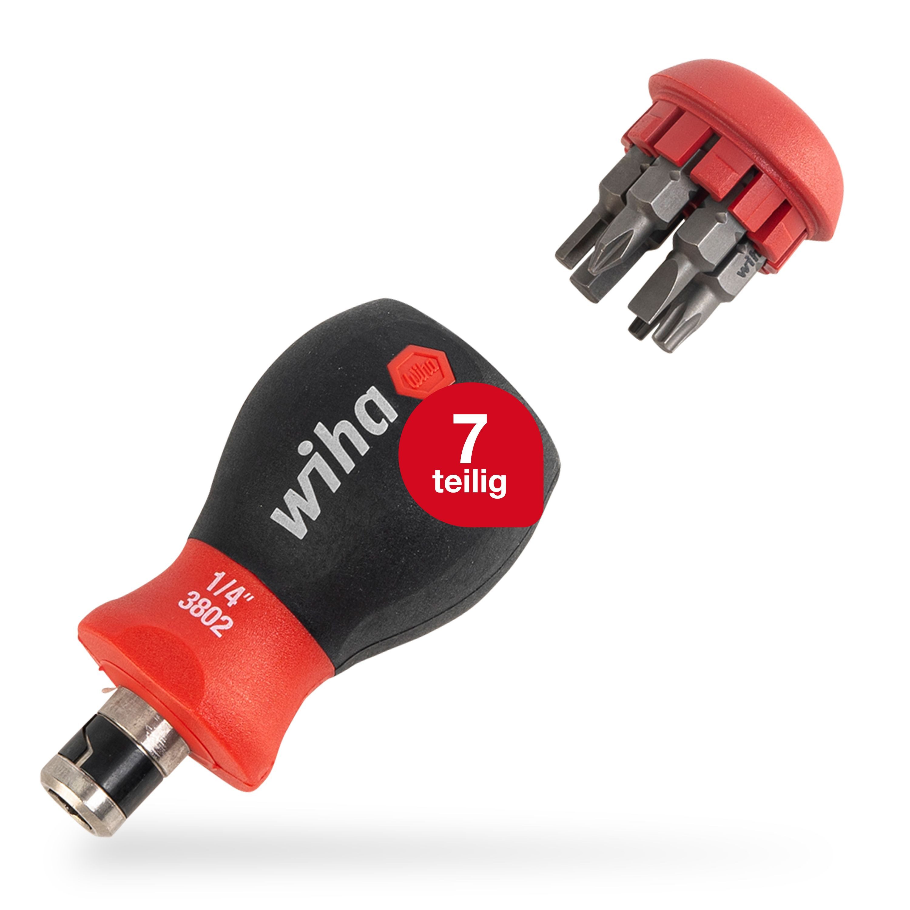 Wiha Schraubendreher Stubby (43613), Schraubendreher Stubby, 7 Doppelbits
