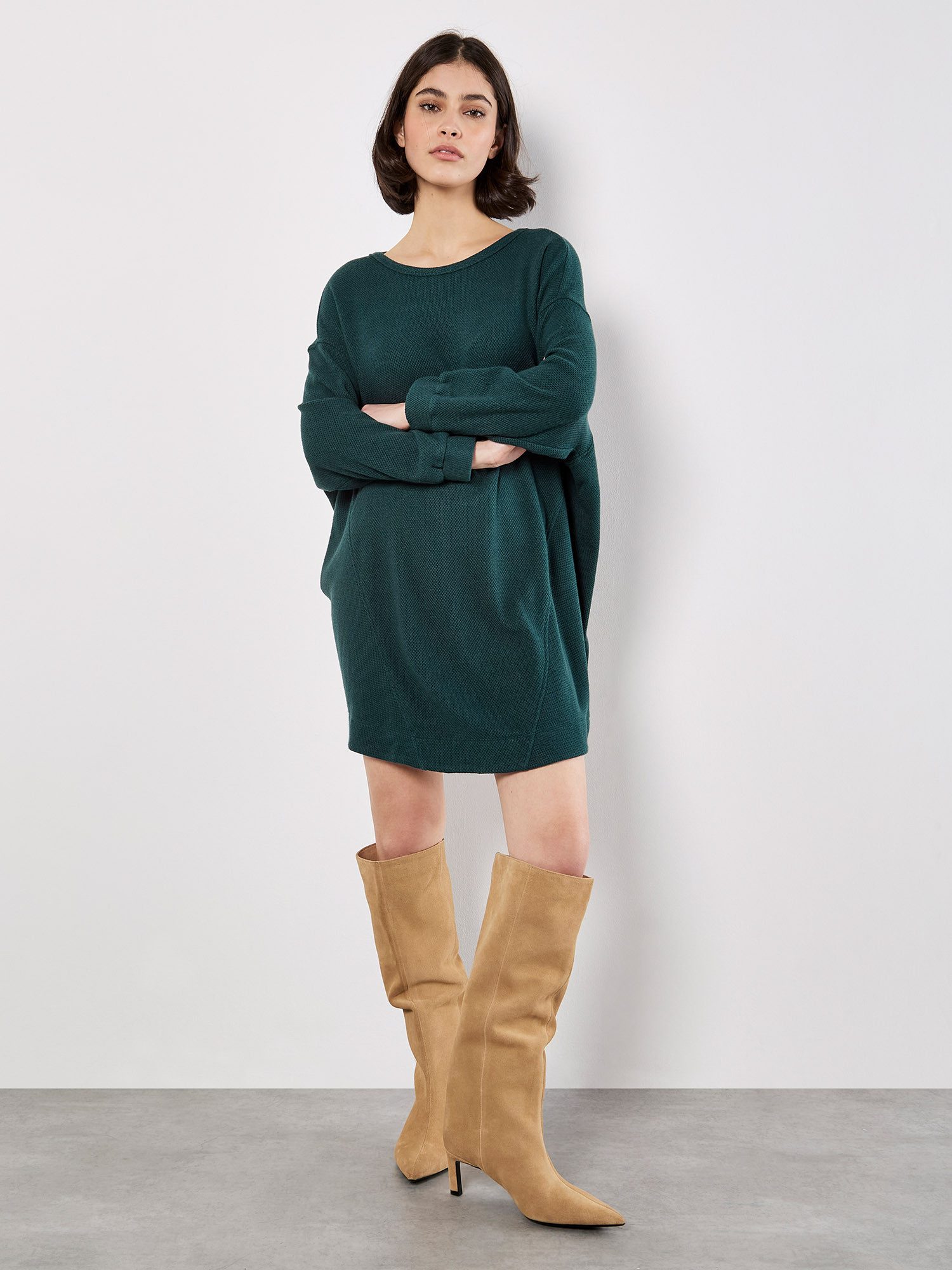 Apricot Minikleid Strickkleid, mit markanten Nähten günstig online kaufen
