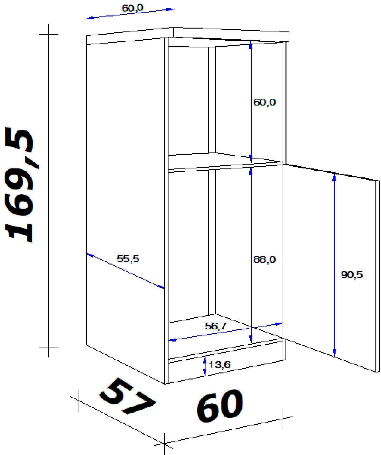 Nepal 60 169 H 60 x x (B Flex-Well Backofen/Kühlumbauschrank cm T) x x