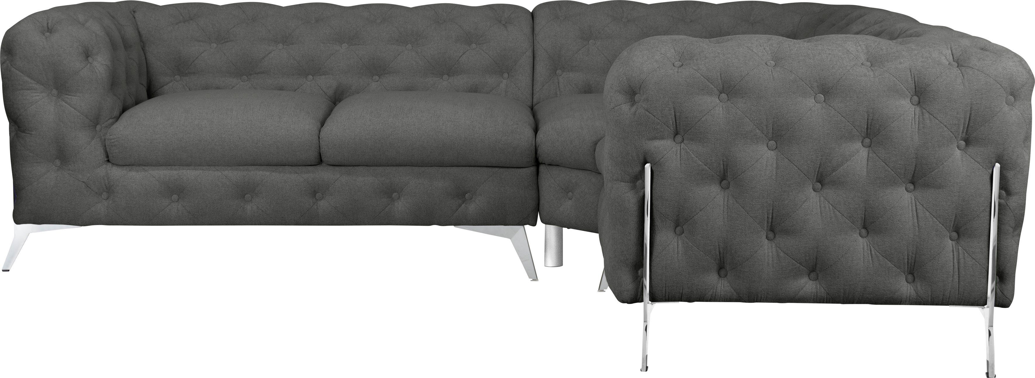 Home affaire Chesterfield-Sofa Amaury L-Form, moderne Chersterfield-Optik, Breite 262 cm, Fußfarbe wählbar