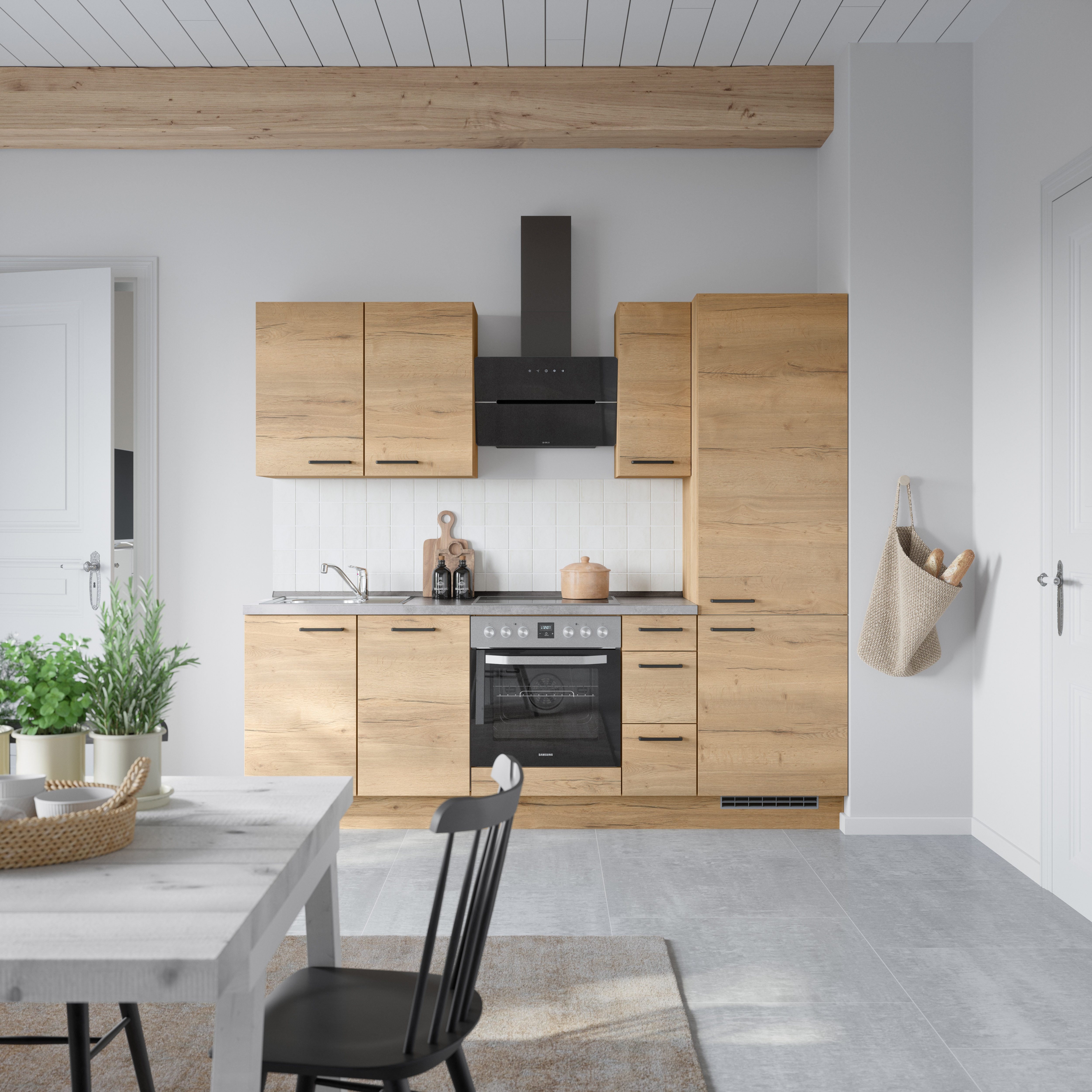 nobilia® Küchenzeile "Structura II", NEU: individuell anpassbar mit gratis Profi-Beratung, vormontiert, Breite 240 cm, Ausrichtung wählbar, wahlw. mit E-Geräten