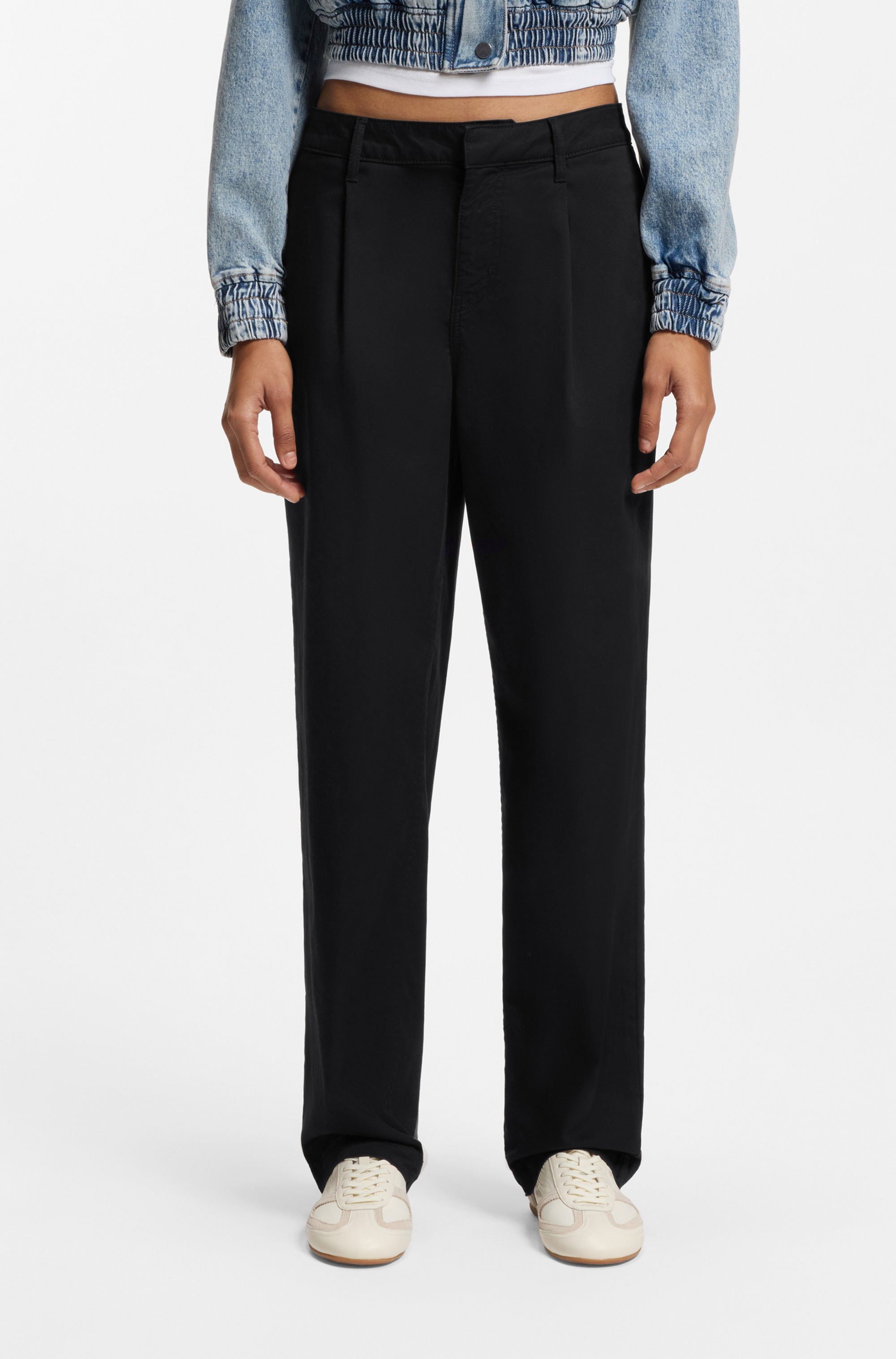 HUGO Blue Bundfaltenhose Hulisea Straight Leg