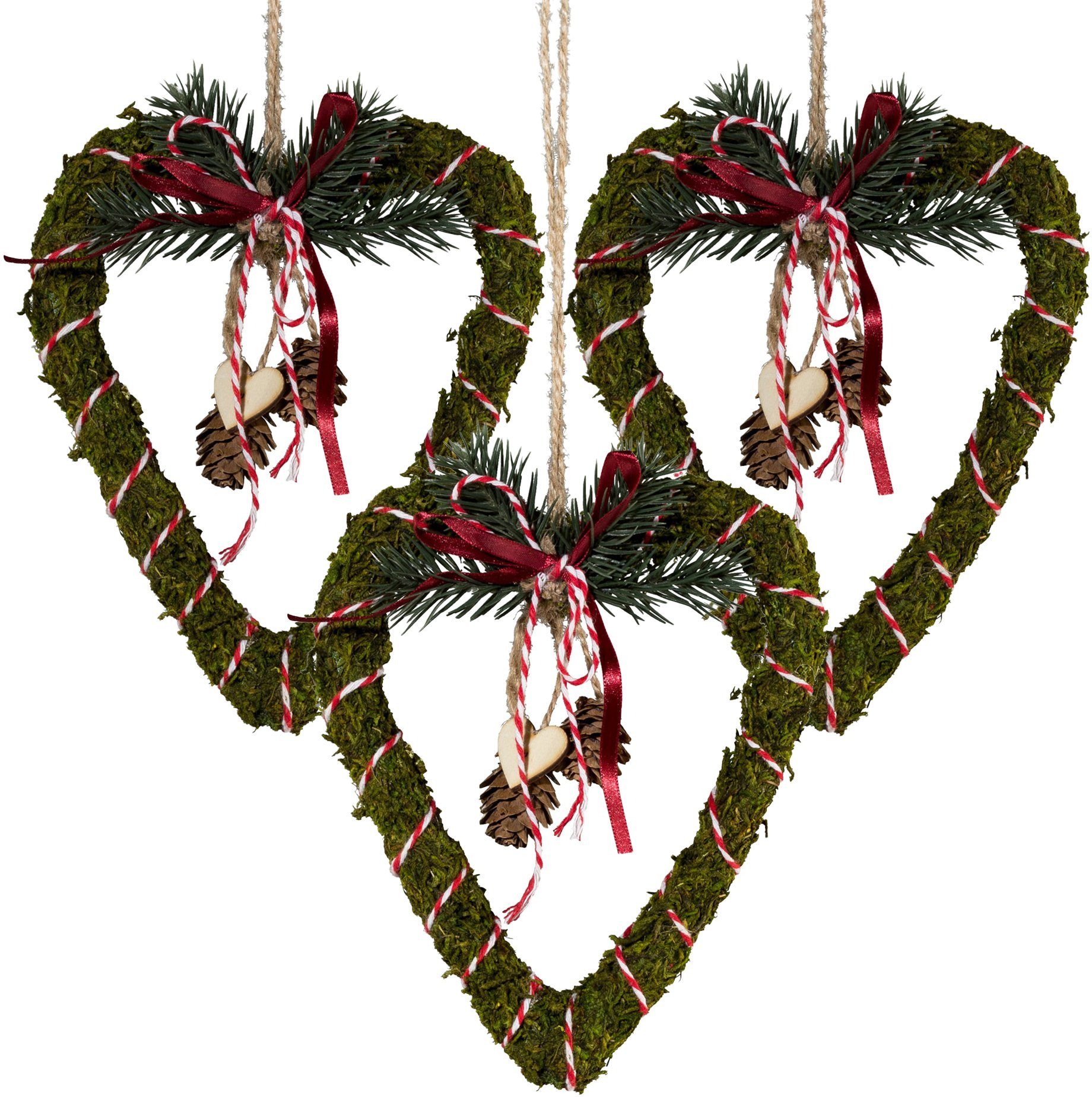 Herzform, aus Dekohänger Creativ Weihnachtsdeko (Set, in St), home 3 20 cm Höhe ca. Deko-Tannenzweigen,