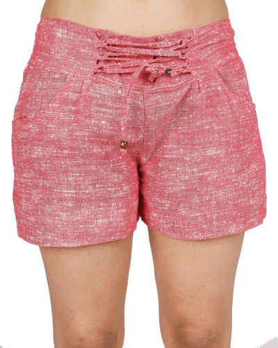 Guru-Shop Hose & Shorts Hippie Shorts, Khadi Goa Hot Pants - rosarot alternative Bekleidung