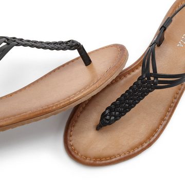 LASCANA Sandalette, Sommerschuh Zehentrenner Sandale aus Leder mit Flecht-Optik