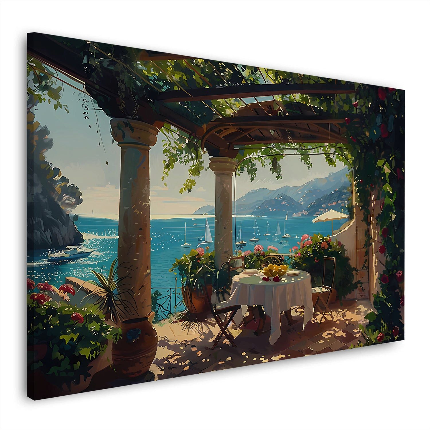 Artedinoi Leinwandbild Italien Toscana Mediterrane Idylle Segelboote Wandbild Leinwandbild XL, Toskana mit Segelbooten