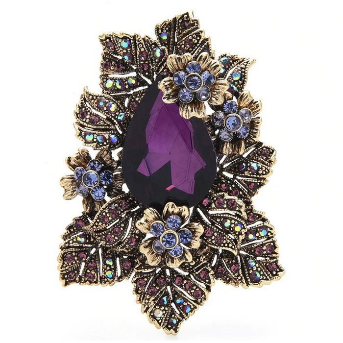 Dark-Desires Brosche Vintage glitzer Brosche Blume violett