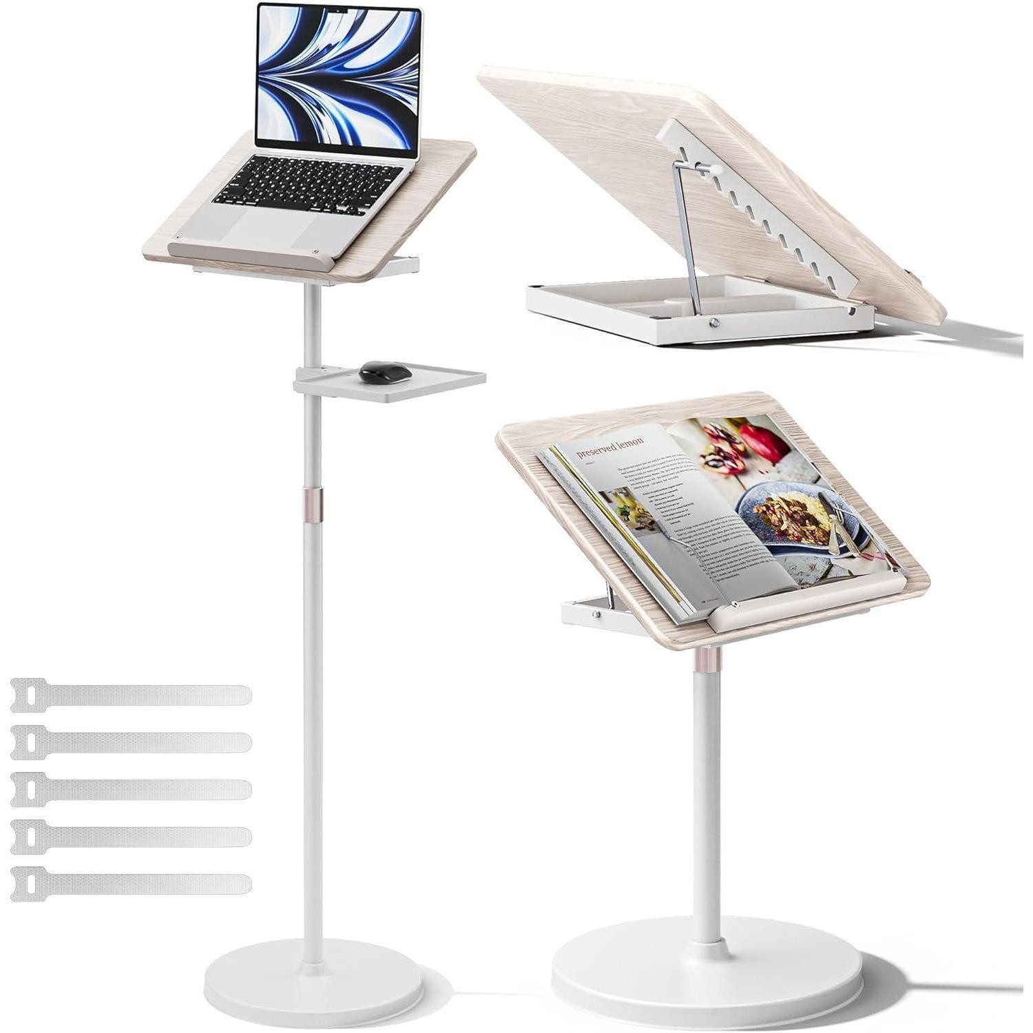 LuxusKollektion Buchstütze 2-in-1 Verstellbarer Buchständer Dual-Use Boden Tischhalter 60-132cm