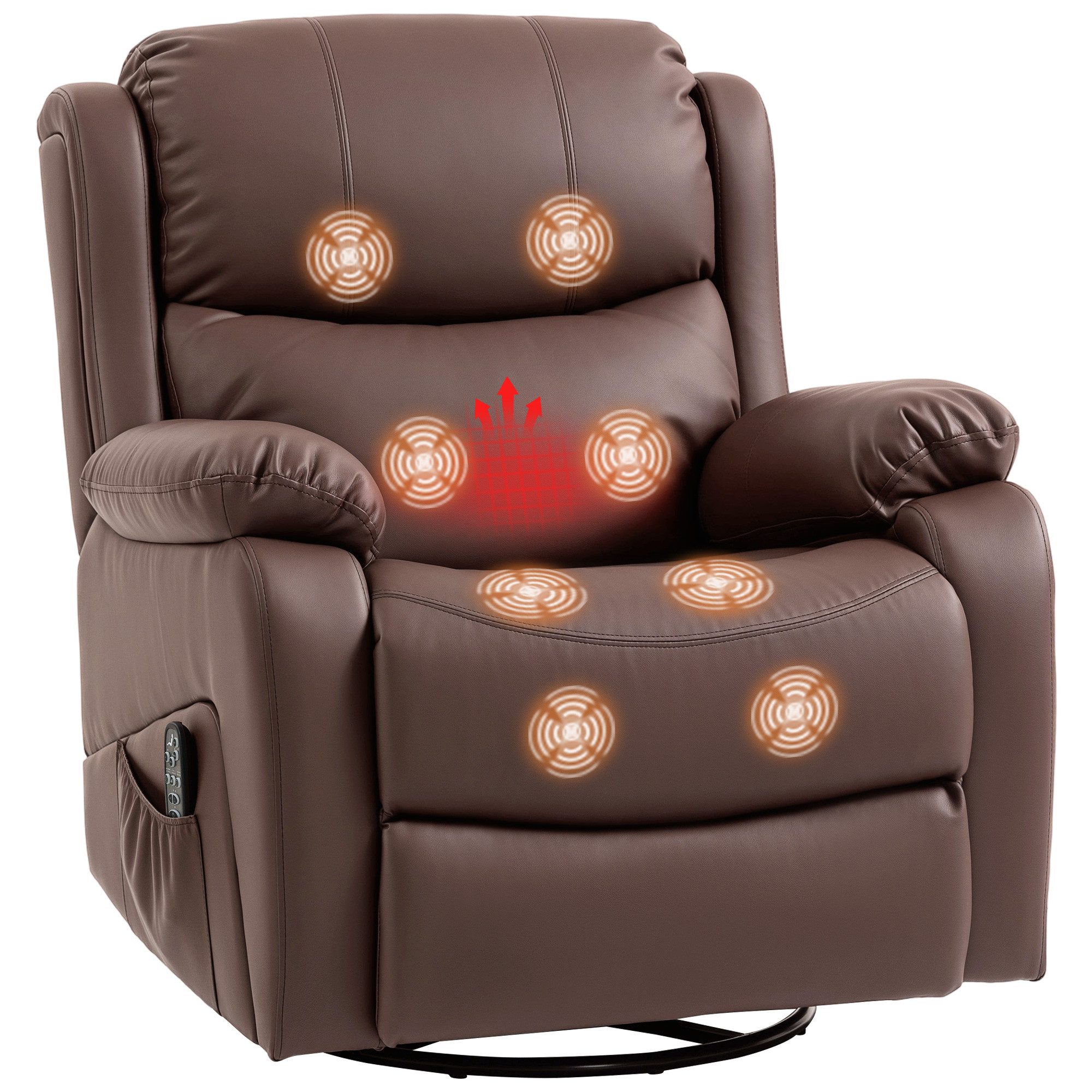 BAYMATE Massagesessel Relaxsessel mit 8 Massagepunkten, Heizung und Fußstütze (87 x 97 x 100 cm, Braun)