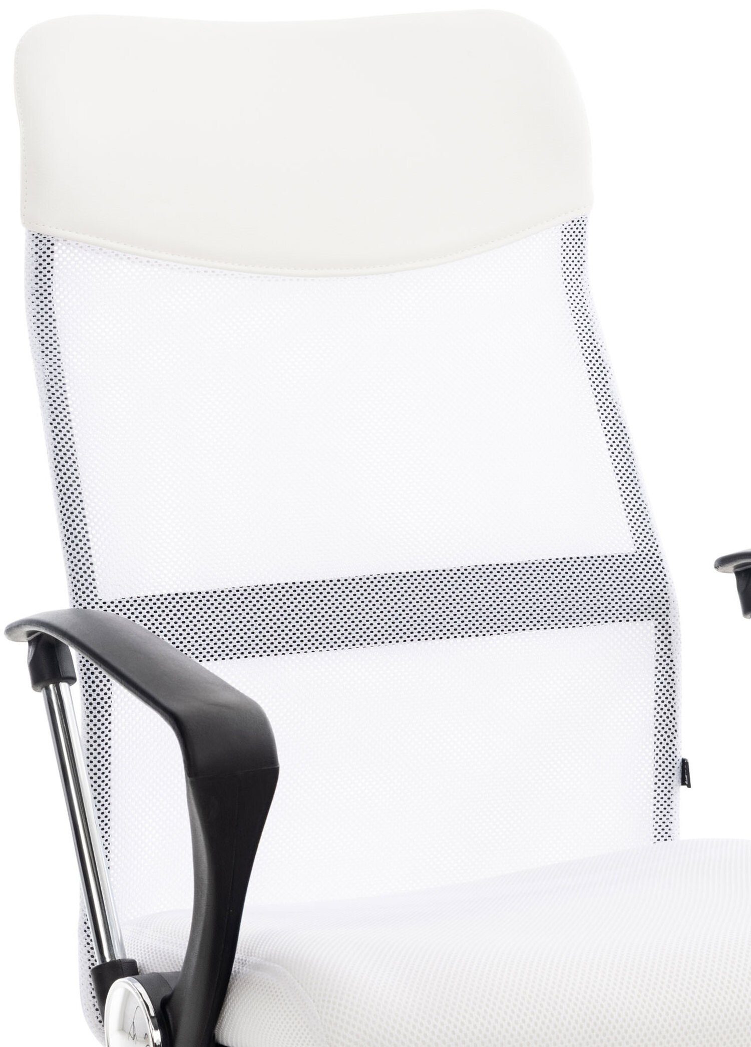 Sitz: Gestell: TPFLiving Chefsessel, bequeme 360° Netzbezug Bürostuhl - Bürostuhl Metall chrom drehbar Drehstuhl, Rückenlehne Waterloo - Two - höhenverstellbar (Schreibtischstuhl, XXL), weiß -