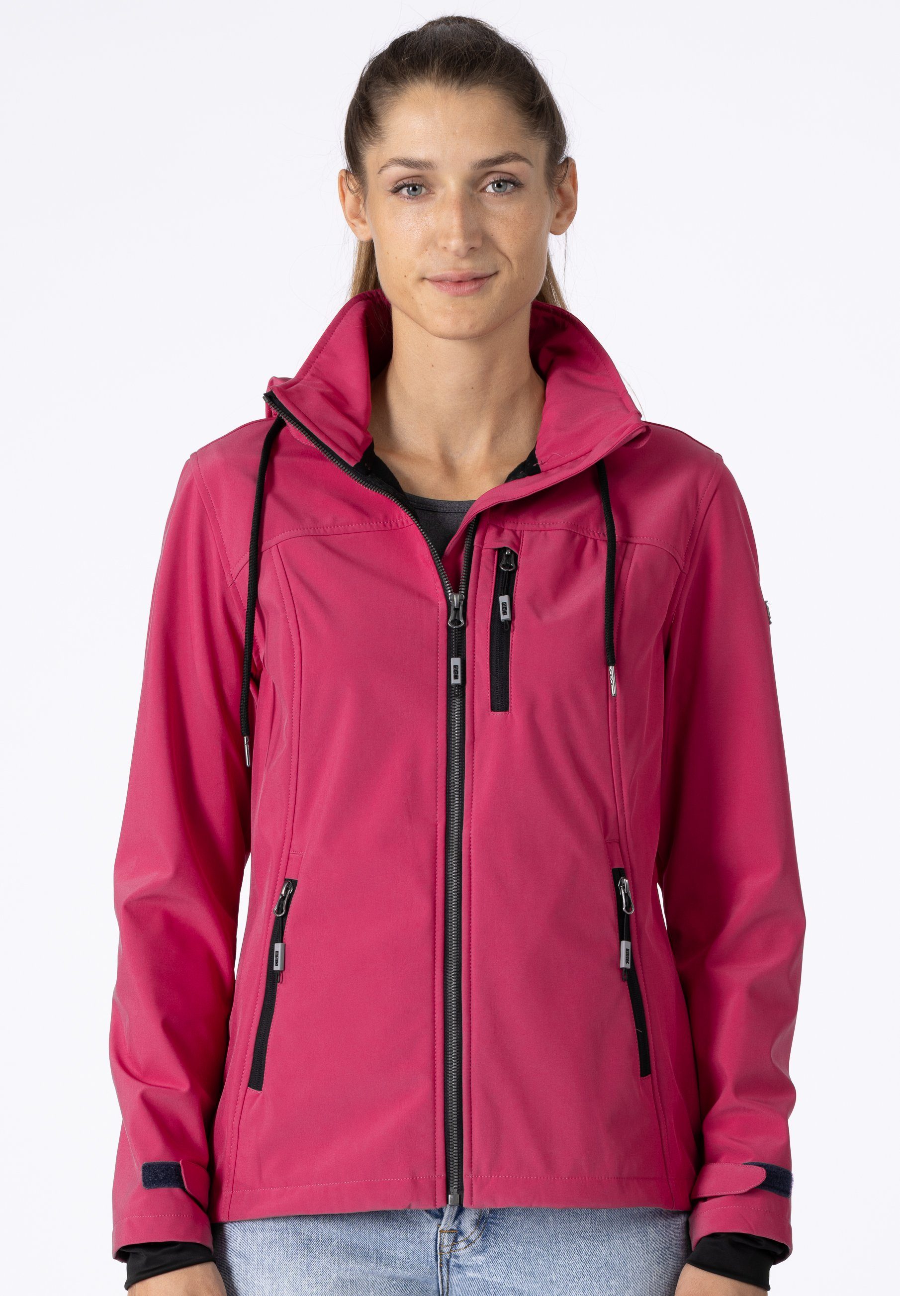 DEPROC Größen SILA Funktionsjacke, CS granita Wetterjacke Softshelljacke Großen auch Active mit Kapuze, Outdoorjacke, in Women