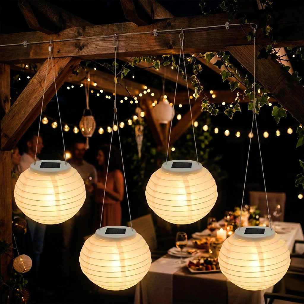 Spetebo LED Solarleuchte LED Solar Lampion - Garten Deko Beleuchtung warm weiß, Solar betrieben, LED fest integriert, warm weiß, Automatische Einschaltung bei Dämmerung