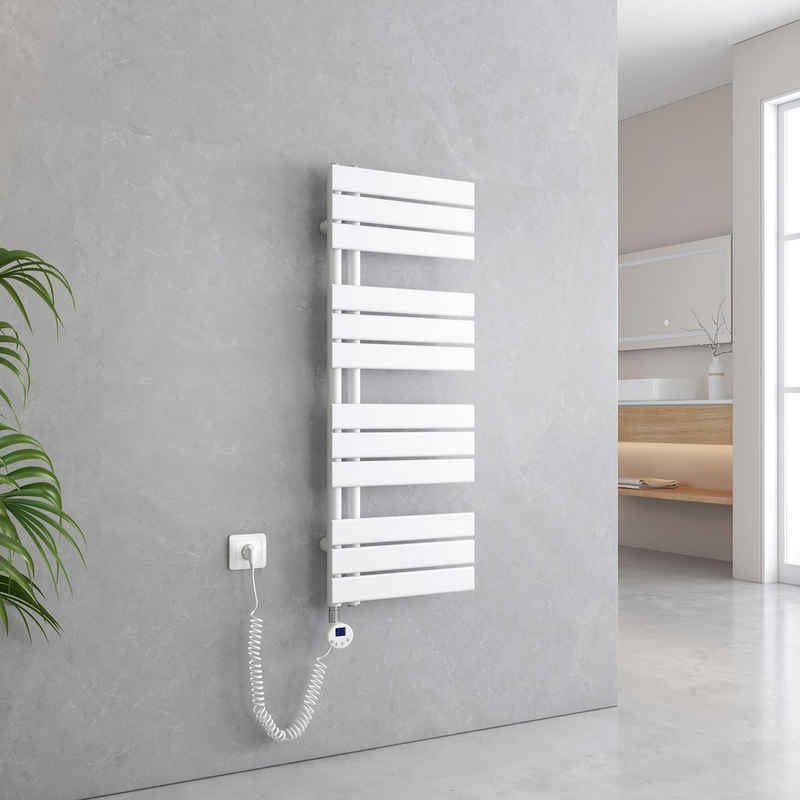 EMKE Paneelheizkörper Elektrischer Panel Handtuchhalter Handtuchwärmer mit Thermostat, Handtuchtrokner inkl Heizstab mit timer