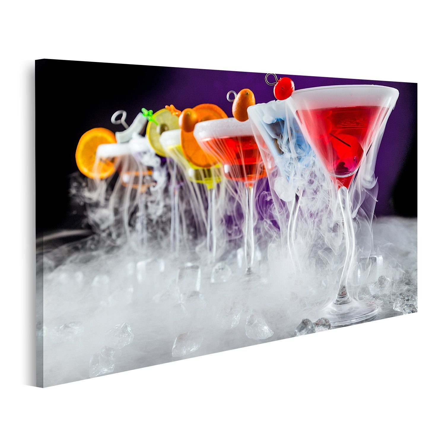 islandburner Leinwandbild Bild auf Leinwand Martini Getränke Mit Trockeneis Rauch Effekt Servier