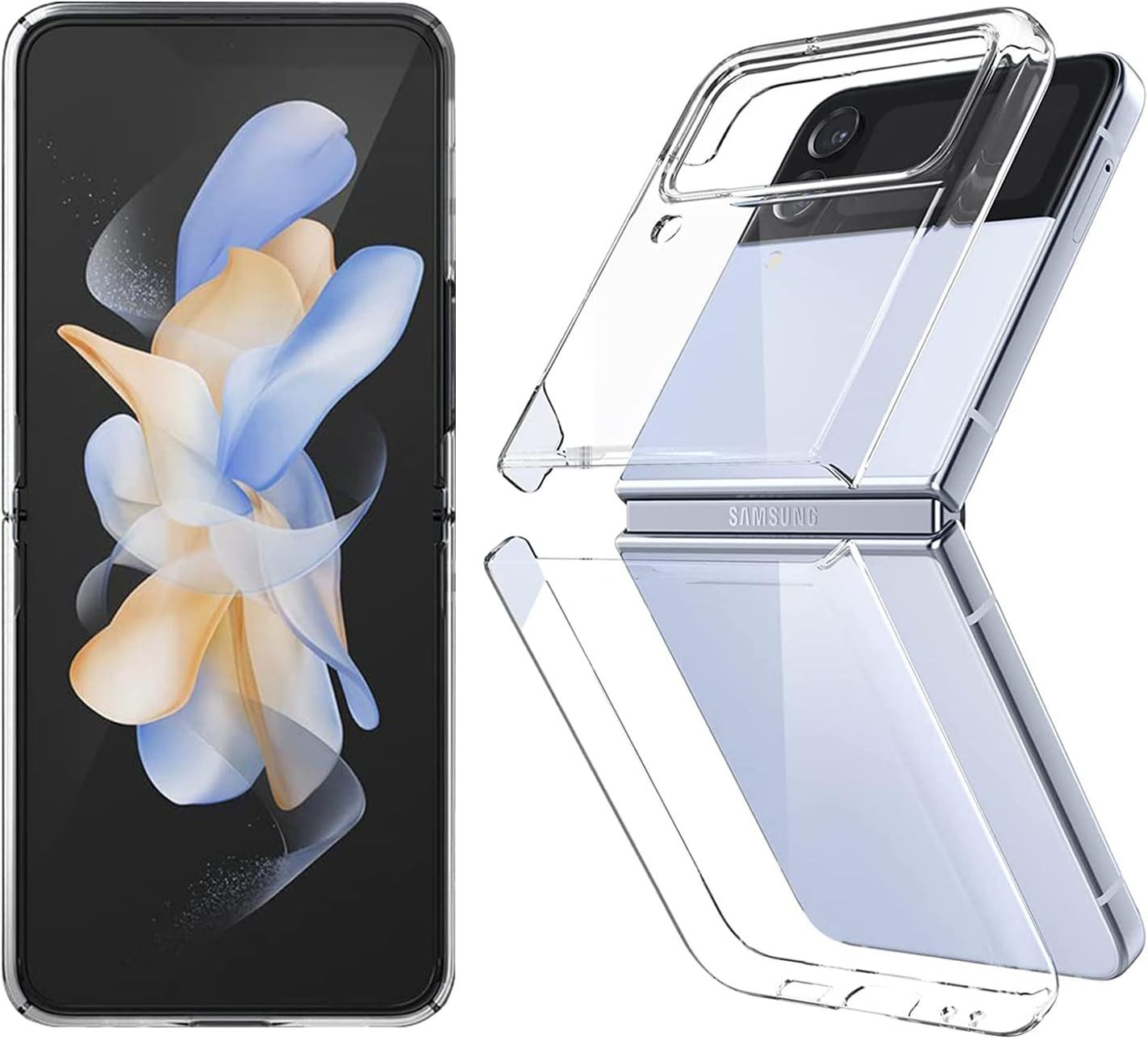 Baker Handyhülle Für Samsung Galaxy Z Flip 3, 4, 5 Transparente Schutzhülle, Anti-Kratzer Rückseite Hülle