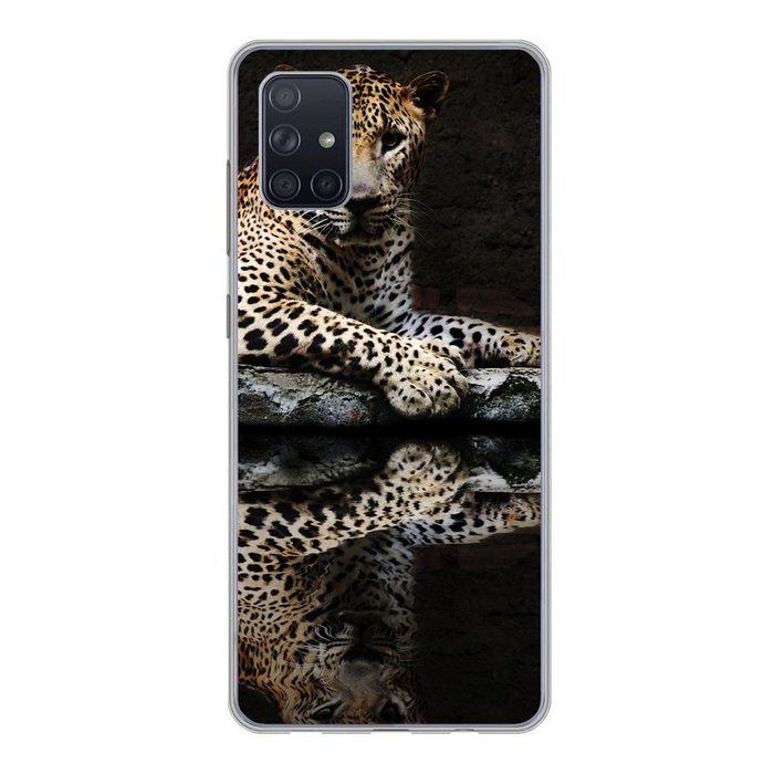 MuchoWow Handyhülle Leopard - Wasser - Wald Phone Case Handyhülle Samsung Galaxy A71 Silikon Schutzhülle