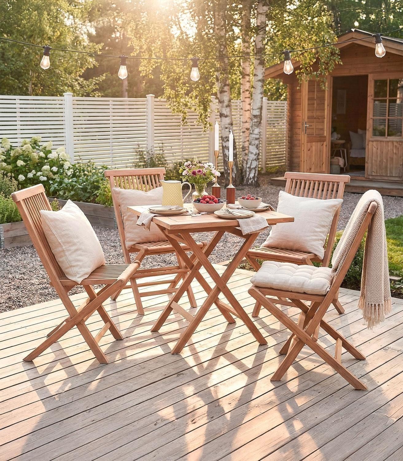 Outdoor Klappstuhl RIVA, Braun, Teakholz massiv, Klappbar, (1 St), B 43 x H 89 x T 47 cm