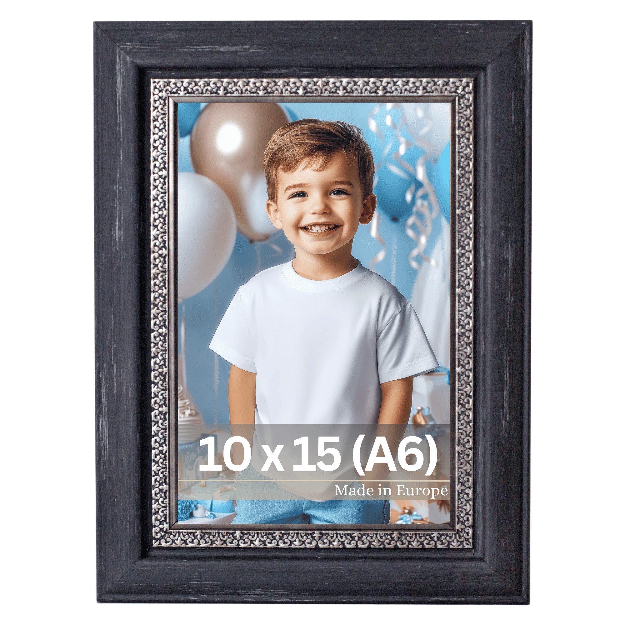 Victor (Zenith) Bilderrahmen Boho, Bilderrahmen Schwarz 10x15 cm, Bilderrahmen A6 Vintage