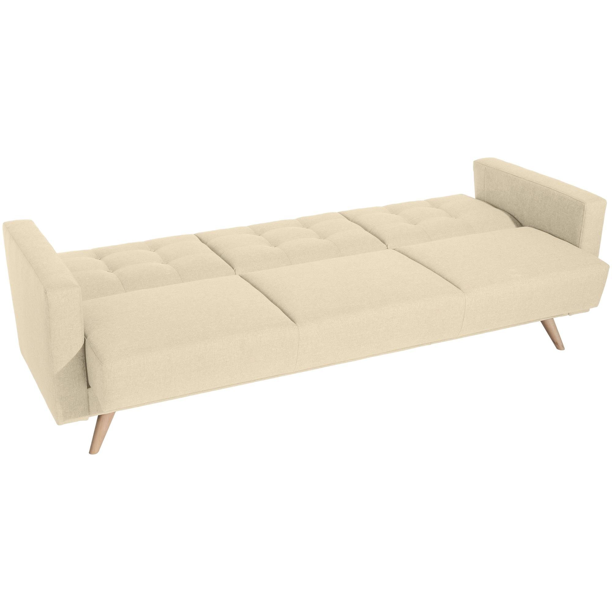 Kessel Teile, Versand Bettfunktion Sofa Bezug Kostenlosem 58 Sparpreis mit Karisa Sitz verarbeitet,bequemer hochwertig Sofa Flachg, inkl. aufm 3-Sitzer 1