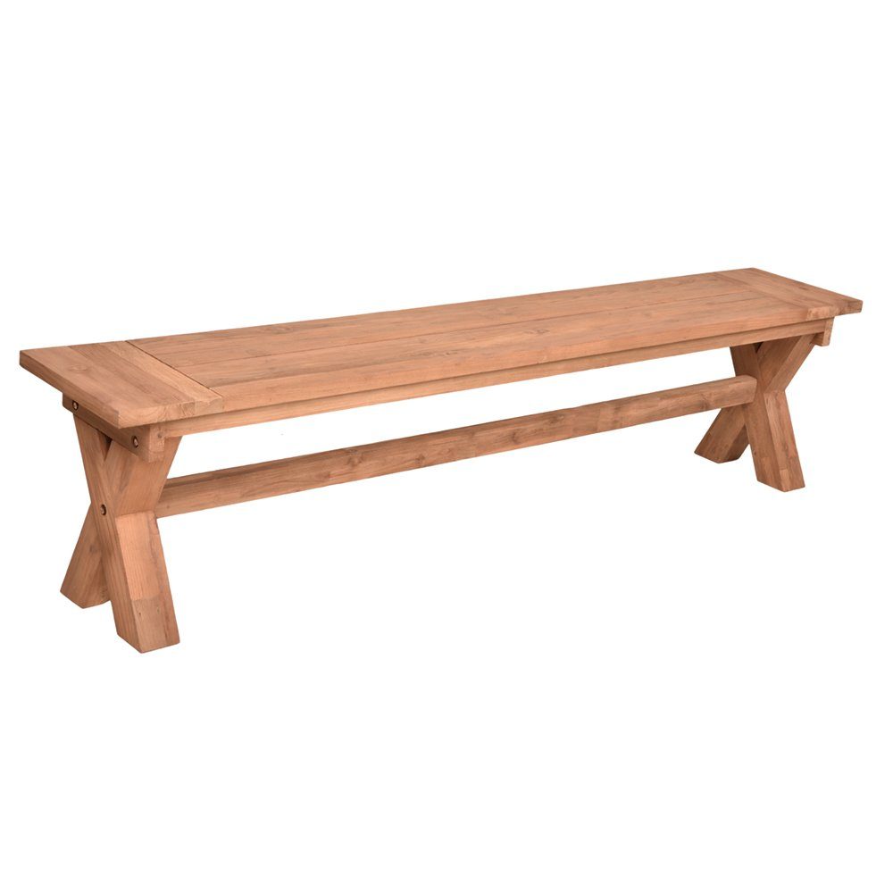 Lomadox Gartenbank GAZA-120, Terrassenbank aus recyceltem Teak-Holz, B/H/T: ca. 200/48/35 cm