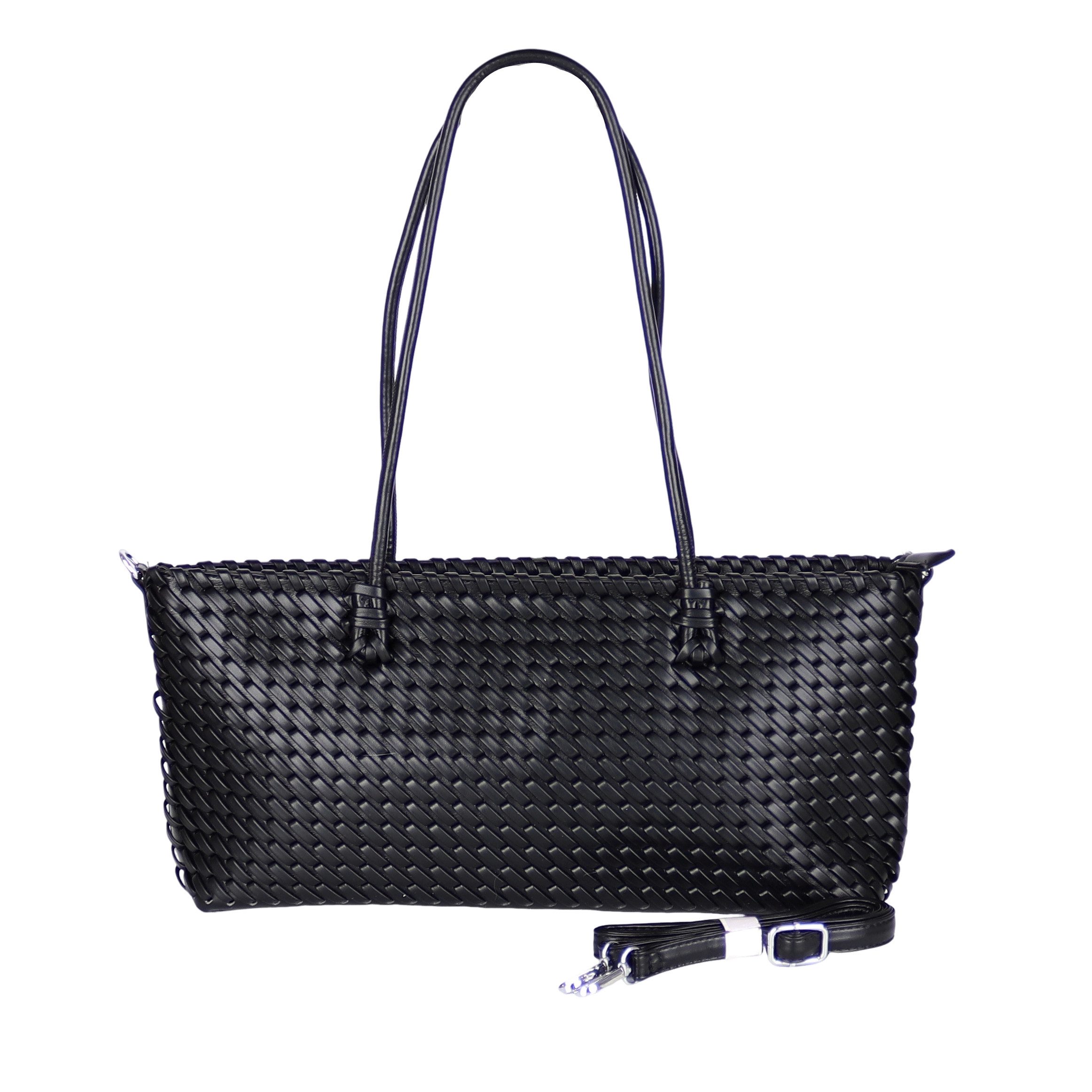 MIRROSI Shopper Damen Umhängetasche Kunstleder 44x19x8 cm – geflochtene Tasche (Schulterhenkel & langem Riemen), Neue Kollektion Herbst/Winter 2026