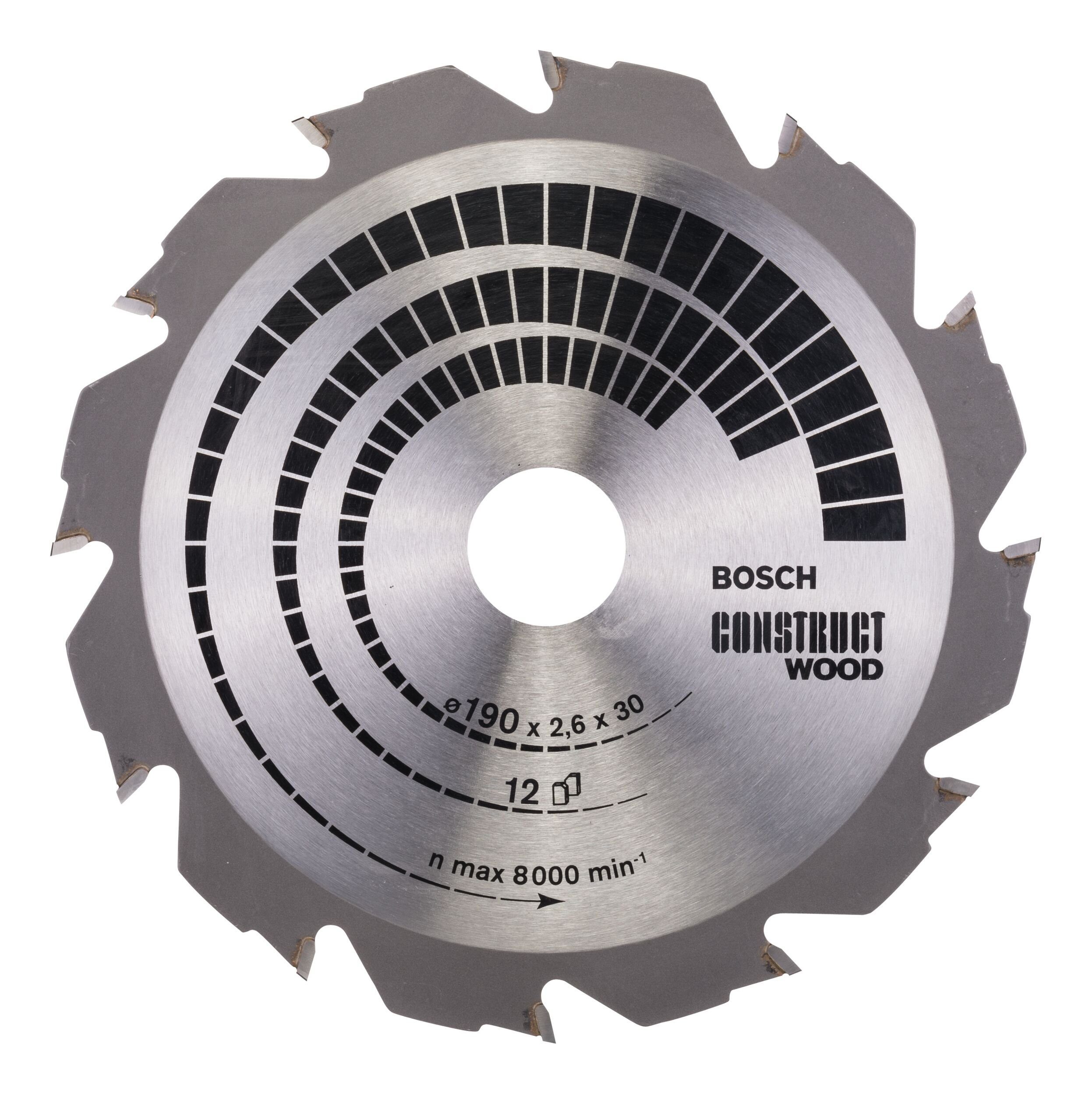 BOSCH Kreissägeblatt, Construct Wood 12Z - 190 x 30 x 2,6 mm ...