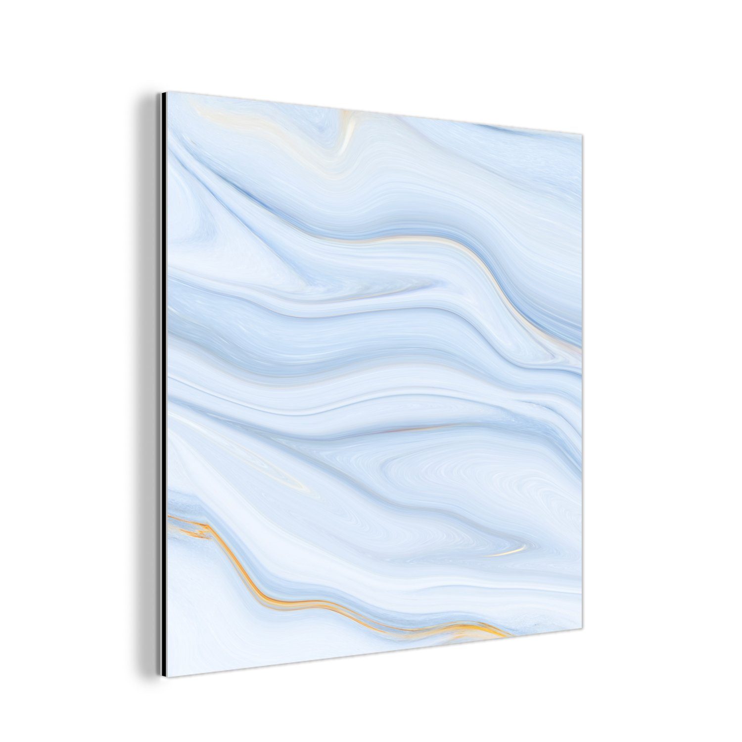 MuchoWow Metallbild Marmor - Welle - Blau - Muster - Marmoroptik - Pastell, (1 St), Alu-Dibond-Druck, Gemälde aus Metall, Aluminium deko