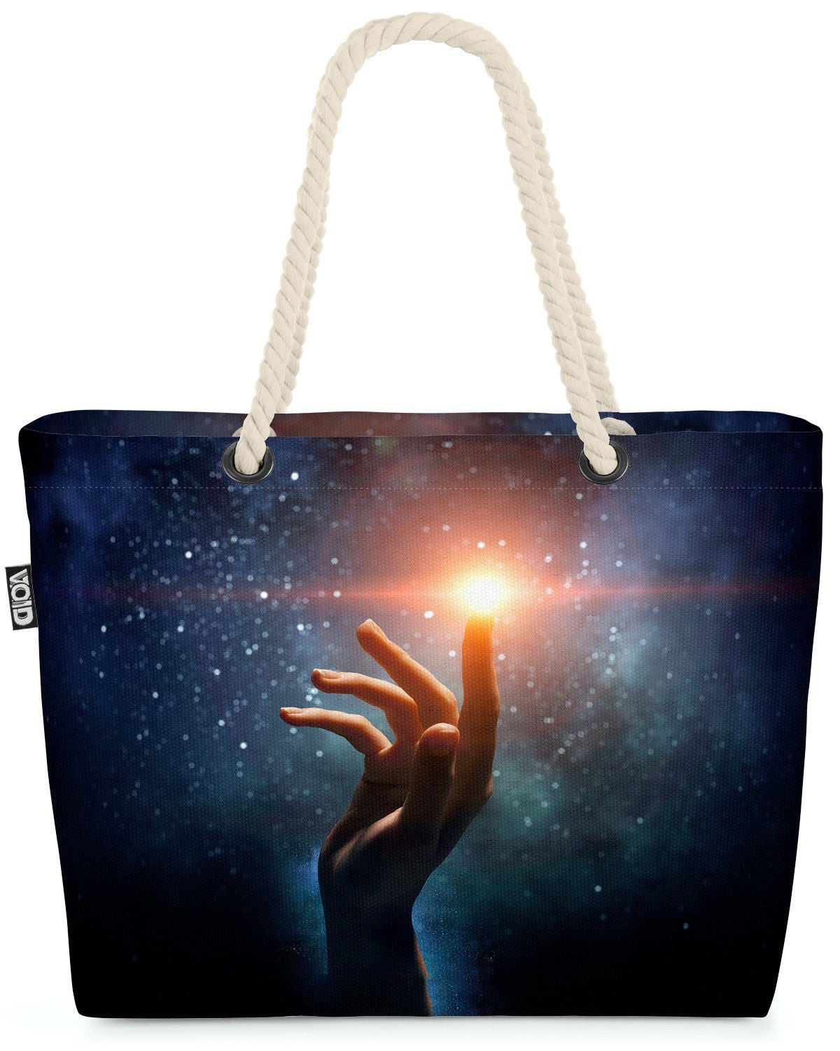 VOID Strandtasche (1-tlg), Stern Weltall Hand Himmel Sterne Himmelskörper Astrologie astro galax
