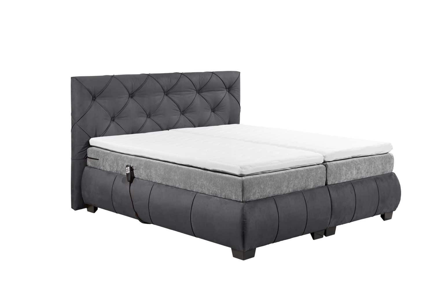 ED EXCITING DESIGN Boxspringbett Mansura 180 x 200 - Motorfunktion (Bett inkl. Matratze & Topper), Premium-Boxspringbett, Samtoptik, elektrisch verstellbar