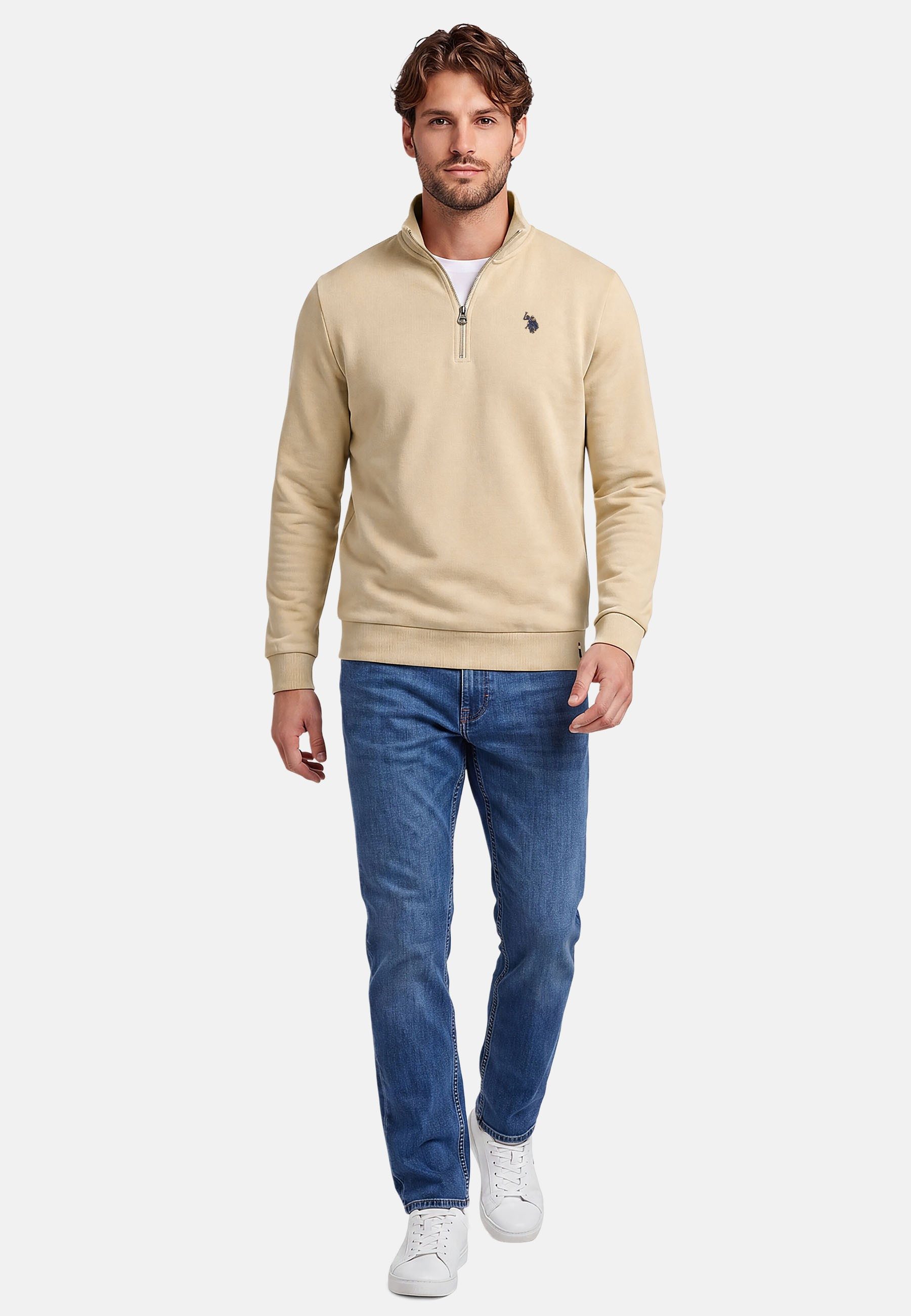 U.S. Polo Assn. Stehkragenpullover USNiico – Herren Half-Zip Pullover mit Logo-Stickerei Weiche Baumwollmischung, sportlich-elegantes Design und hoher Komfort – Bild 3 von 5