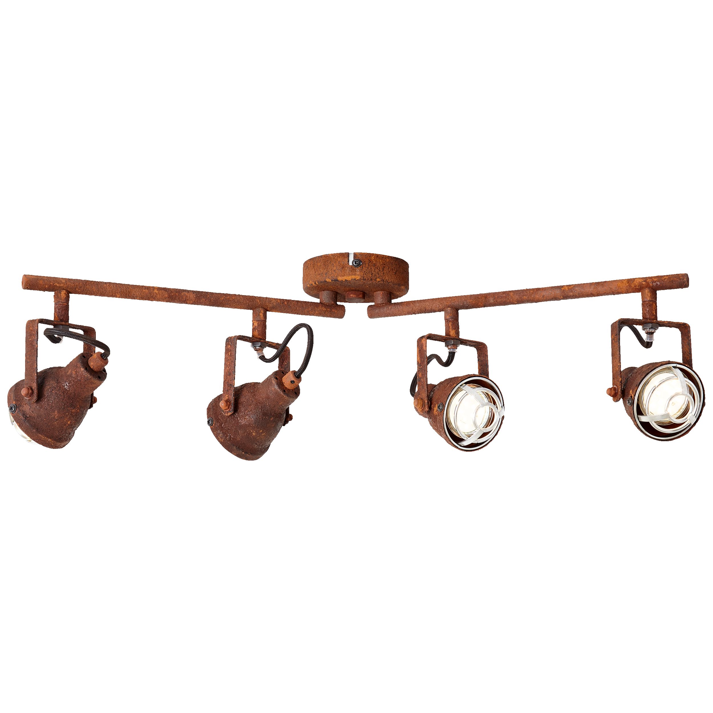 Lightbox Deckenstrahler, ohne Leuchtmittel, Industrial Deckenstrahler 4 flammig - rustikales Spotrohr - schwenkbar
