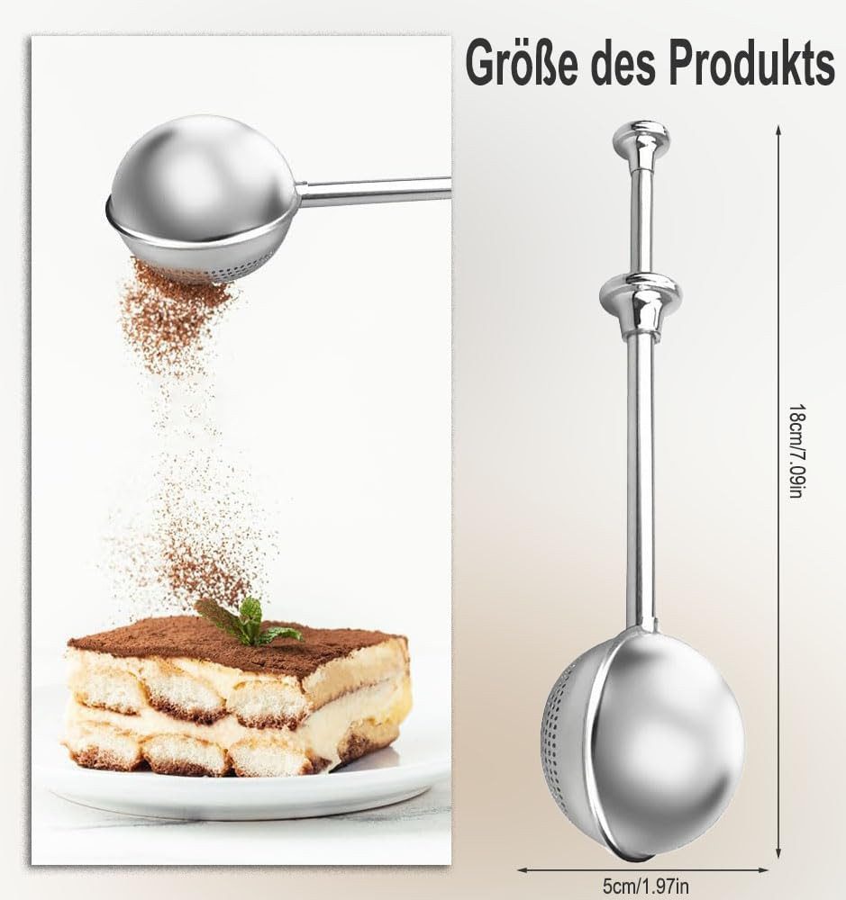 FOUORTUNATE-BEE Teesieb Teezange 2 Stück Teesieb für Losen Tee, (Teaballs mit Teleskopgriff, Teeei 304 Edelstahl, Teezange, Tee Sieb, Tea Infuser, Edelstahl-Mehlsieb-Staubwedel - Zucker, Mehl, Gewürze, Kakaopulver, 2-St)