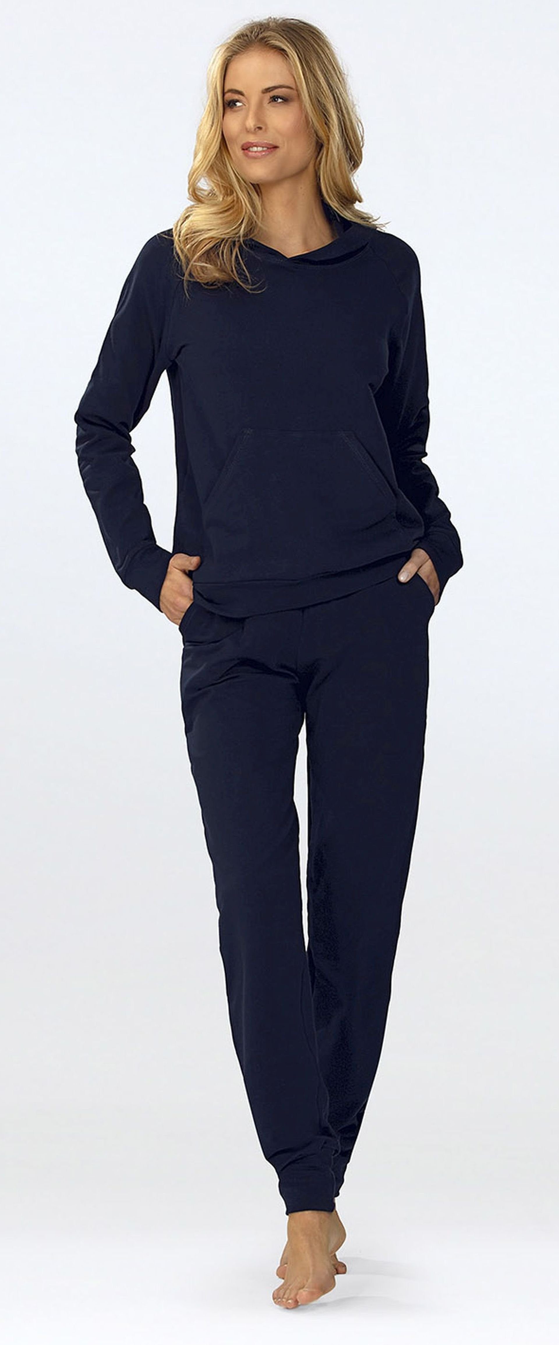 DKaren Freizeitanzug Damen Jogginganzug Hausanzug Baumwolle (Set, 2-tlg., Kapuzenpullover + Sweathose), Baumwolle