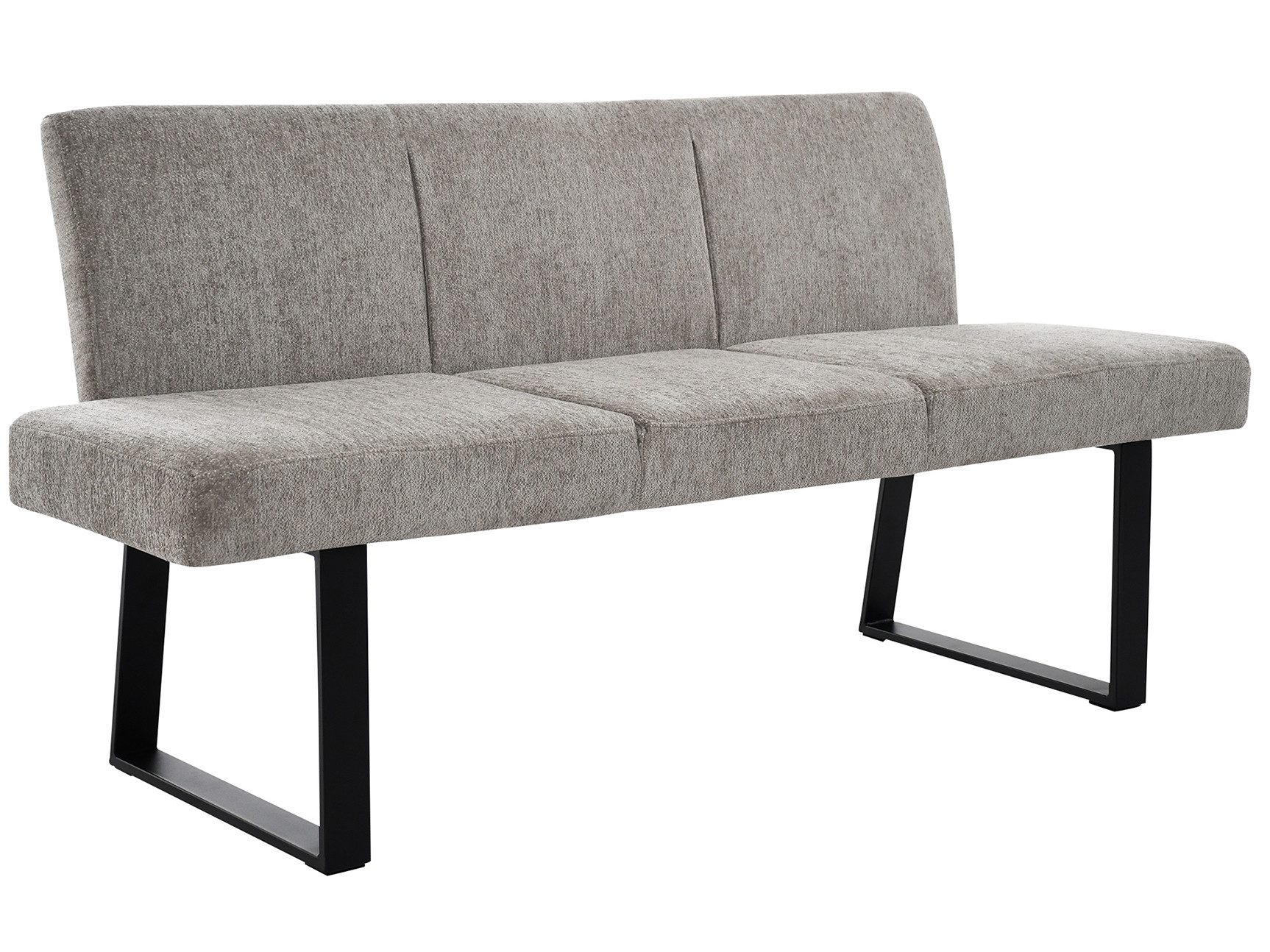 Beautysofa Essbank VELTO – moderne Küchenbank und Esszimmerbank (gepolsterte Rückenlehne, schwarze pulverbeschichtete Metallkufen), 164 cm breit