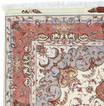 Orientteppich Perser - Täbriz - Royal - 196 x 153 cm - beige, morgenland, rechteckig, Höhe: 7 mm, Wohnzimmer, Handgeknüpft, Einzelstück mit Zertifikat