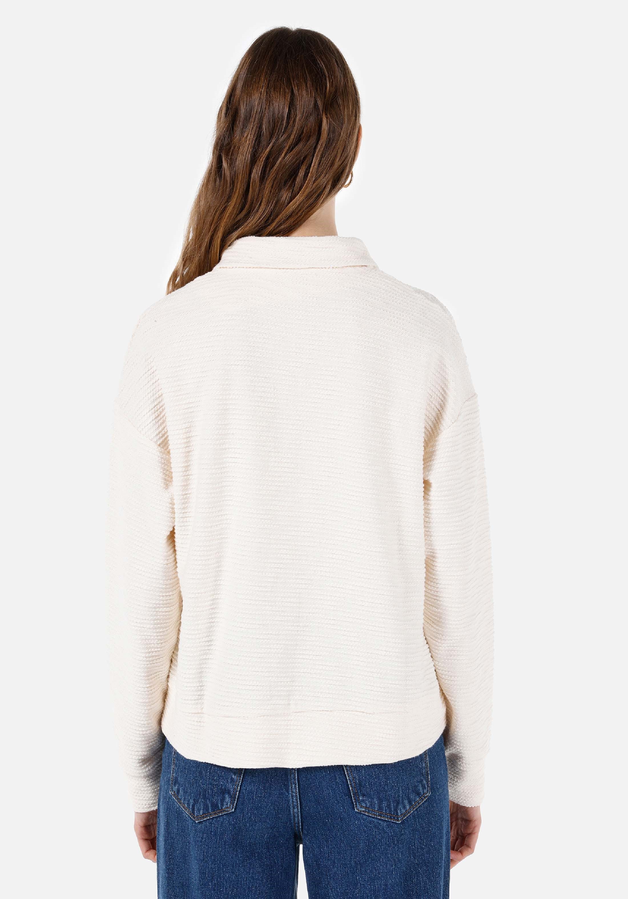 Colins T-Shirt Colins Regular Fit Jacquard-Langarm-T-Shirt mit Reißverschluss für Dam