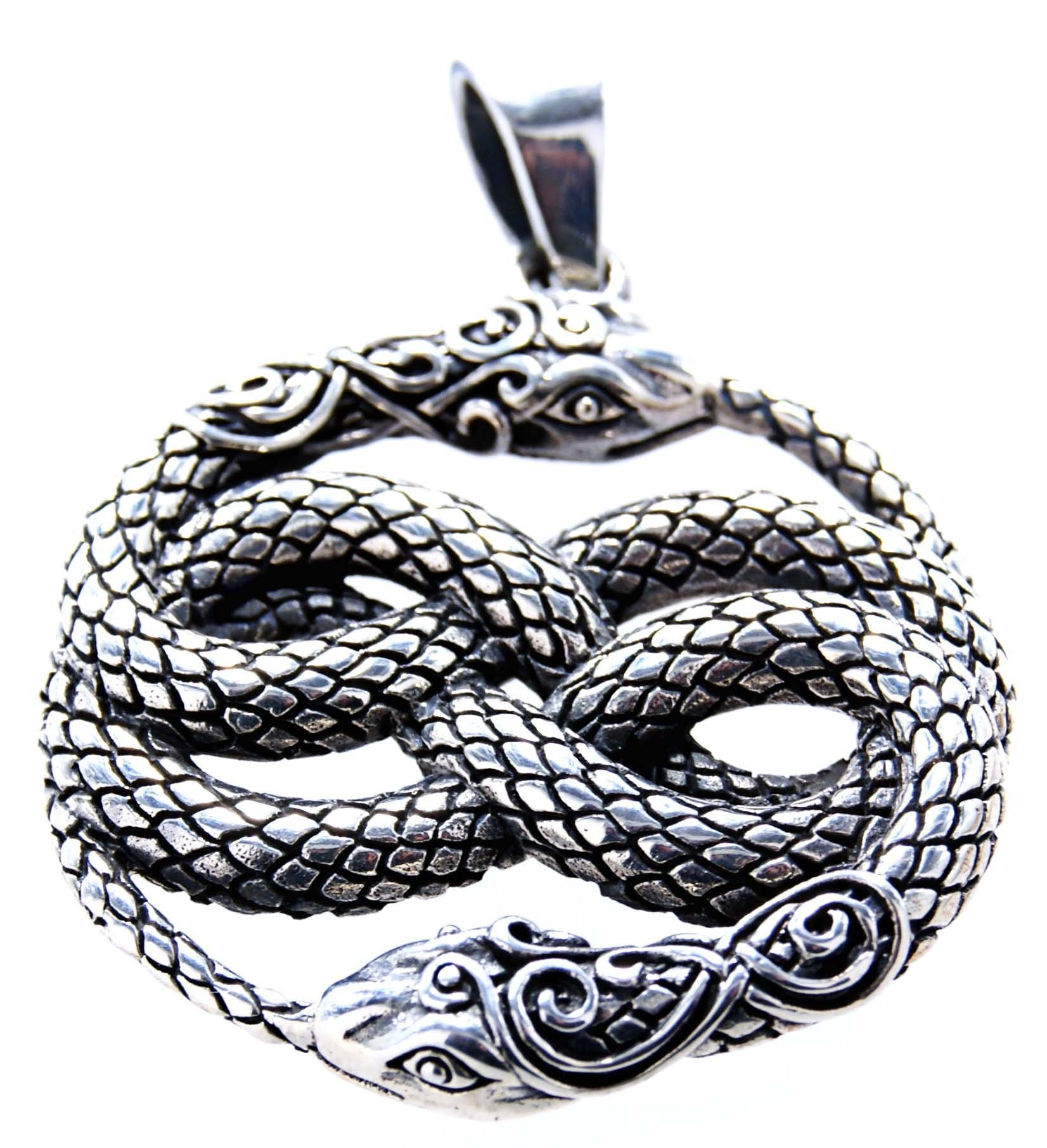 Auryn Silber of 925 Schlange Sterling Leather Kiss Schlangen Snake Knoten Kettenanhänger