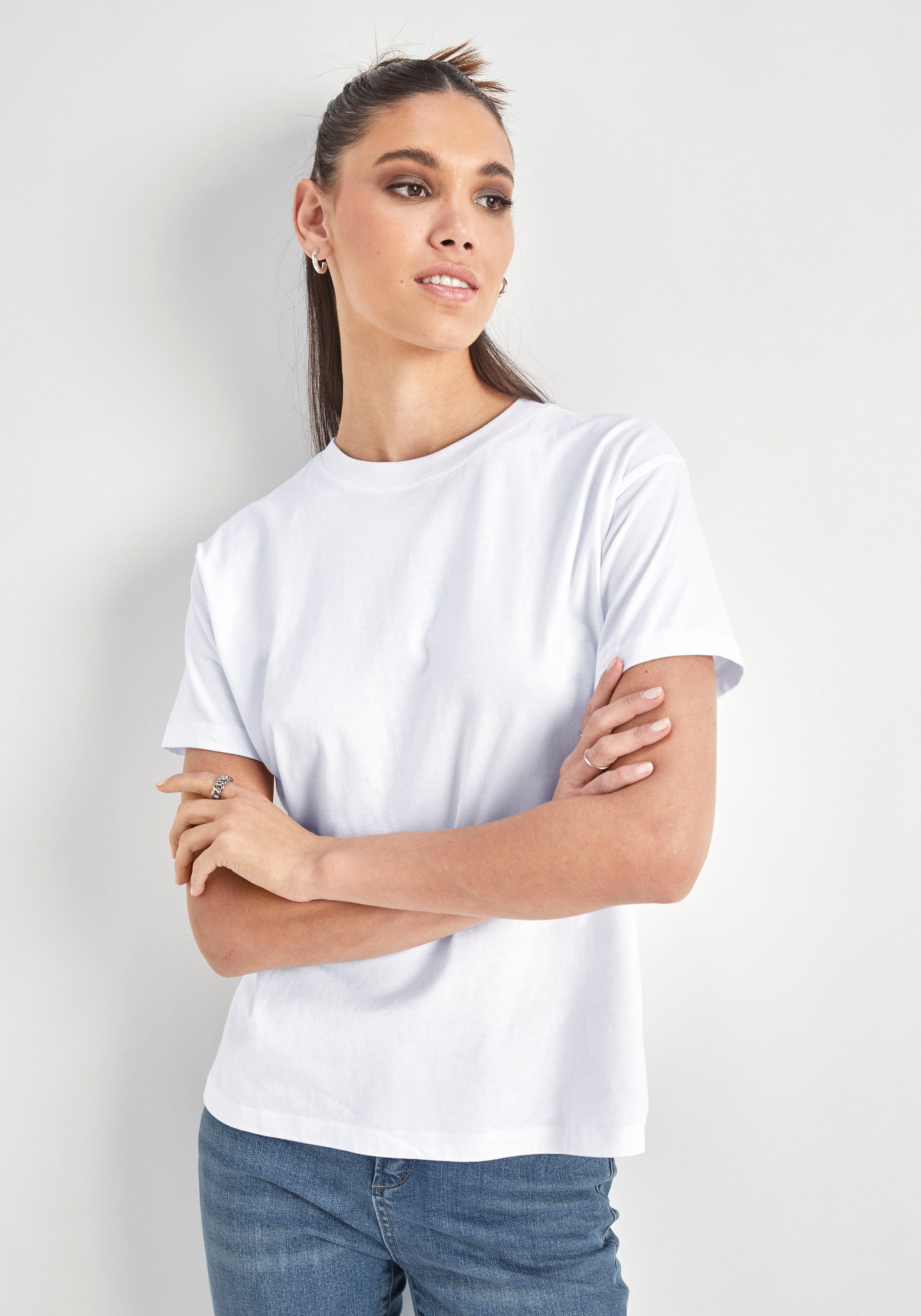 HECHTER PARIS T-Shirt mit Rundhalsausschnitt weiß