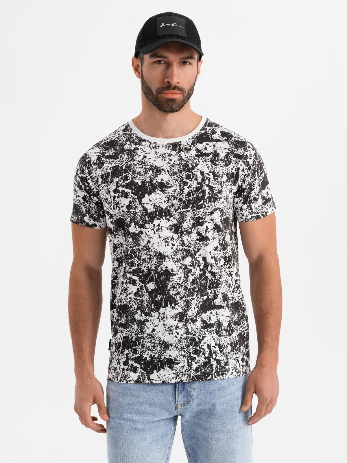 OMBRE Print-Shirt Gemustertes Baumwoll-T-Shirt für Herren mit kurzen Ärmeln günstig online kaufen