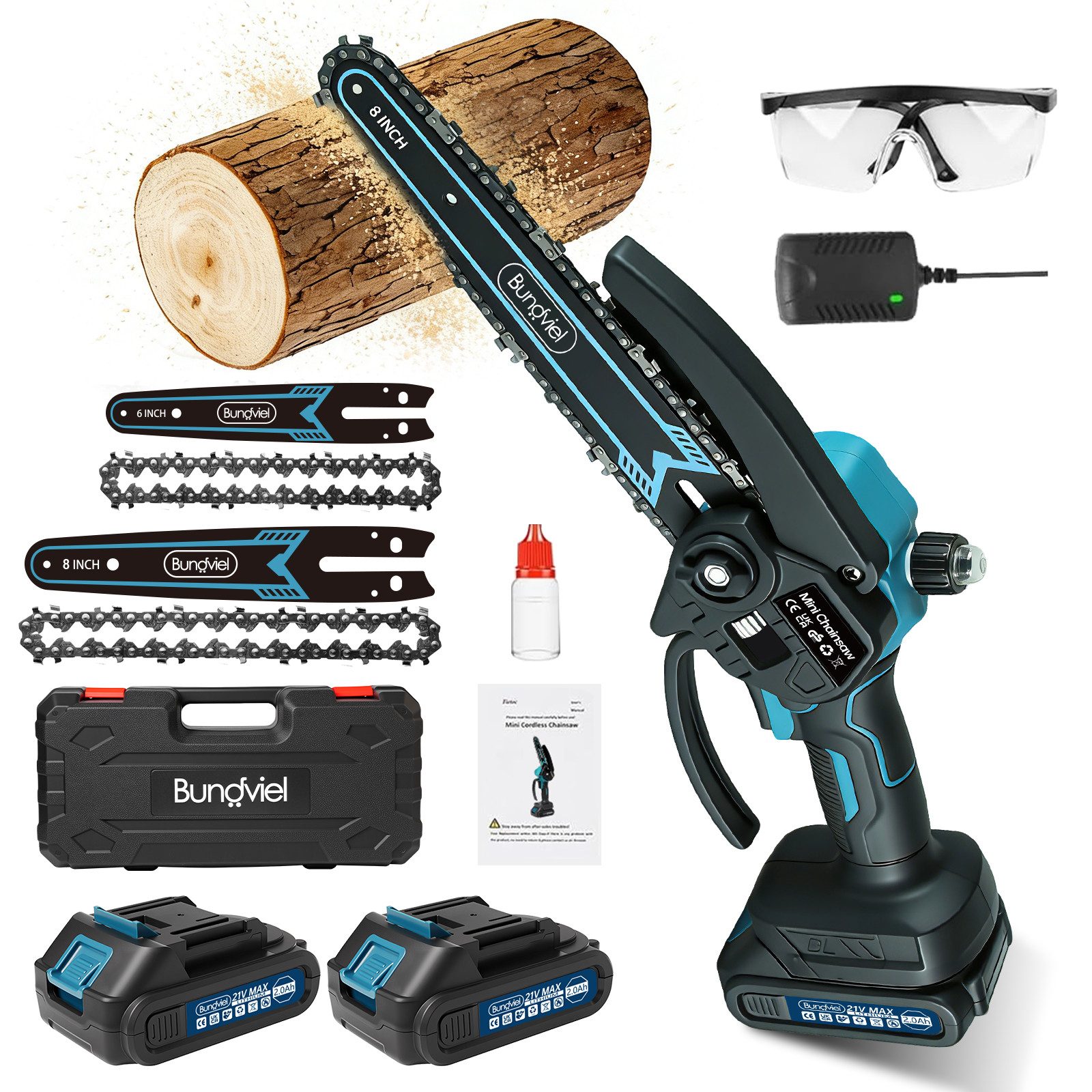 Bundviel Akku-Kettensäge Akku Kettensäge 6+8 Zoll Mini Kettensägen Bürstenl günstig online kaufen