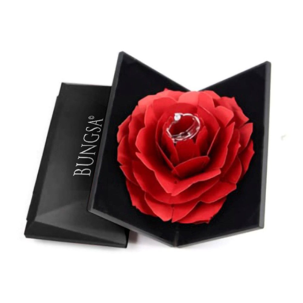 BUNGSA Schmucketui schwarz mit Rosenblüte
