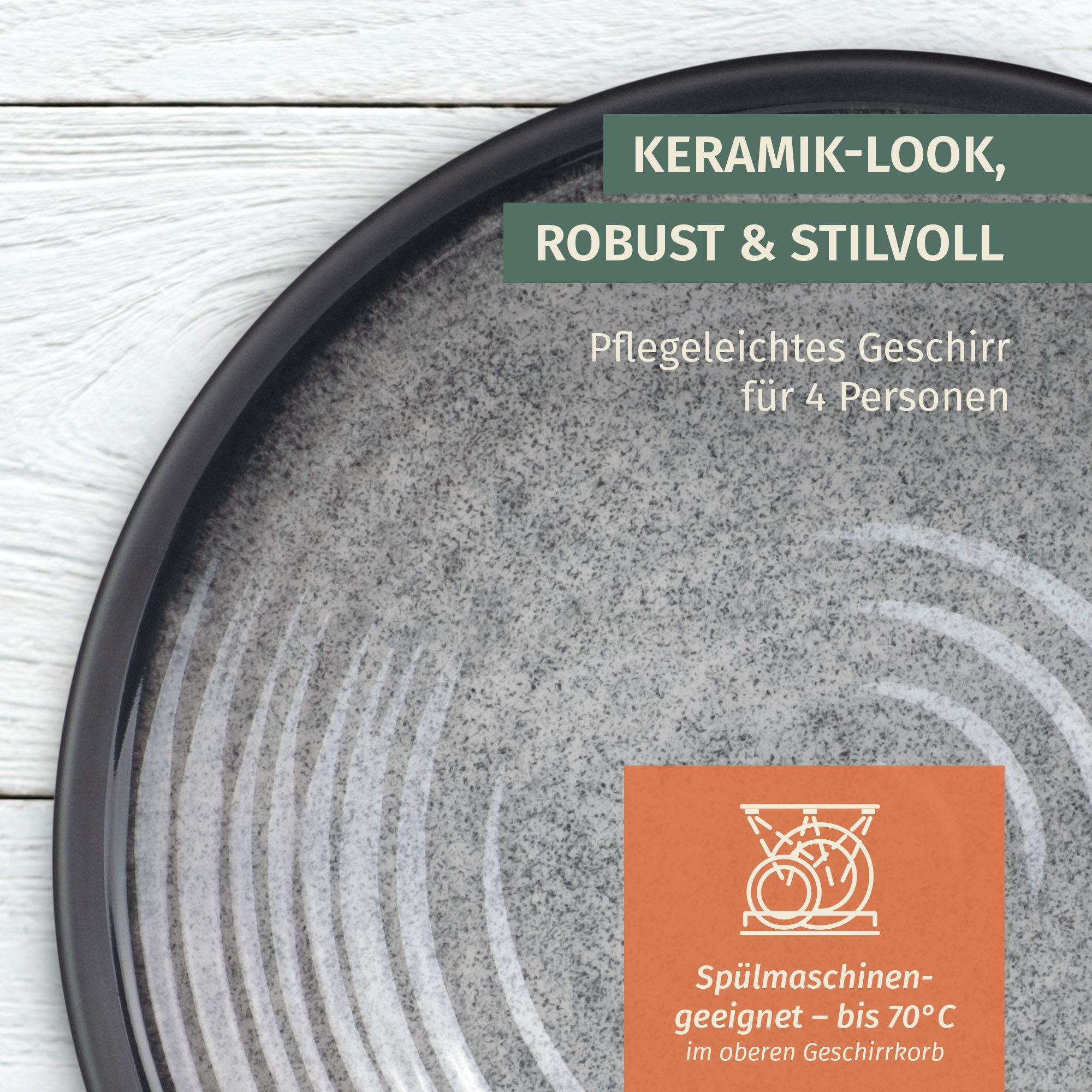 Moritz Geschirr-Set Camping Geschirr Stone Grey 12-teilig – Bild 4 von 5