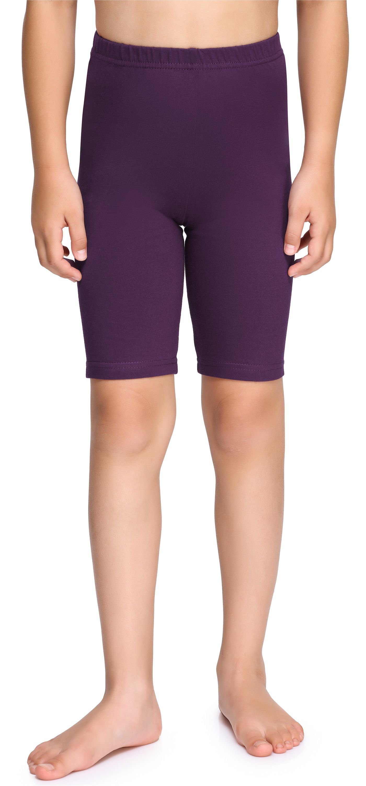 (1-tlg) Mädchen Purpur aus elastischer MS10-227 Bund Baumwolle Style Leggings Merry Kurze Leggings
