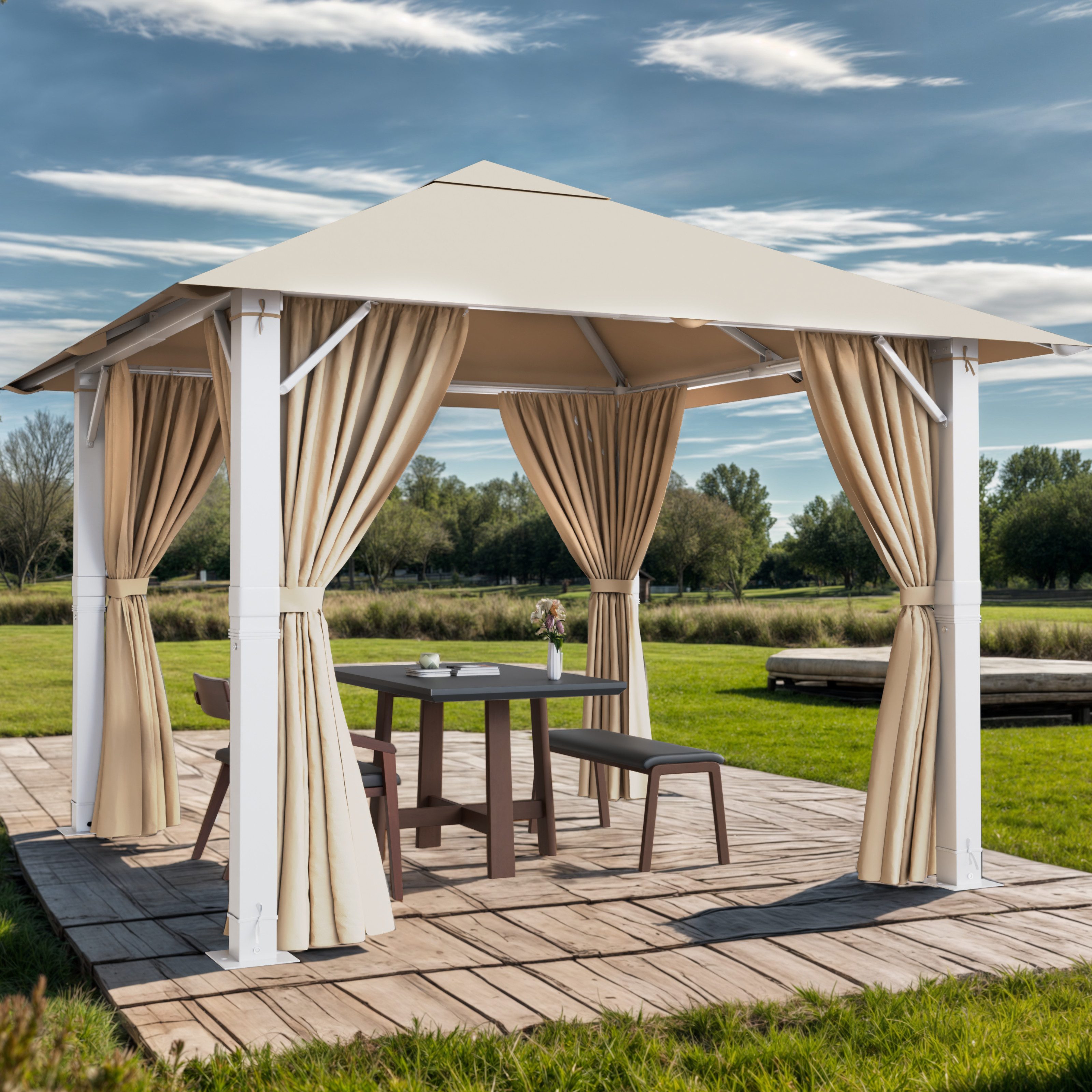 GUNJI Pavillon 3*3/3*4 wasserdichter Gartenpavillon, Aluminiumrahmen günstig online kaufen