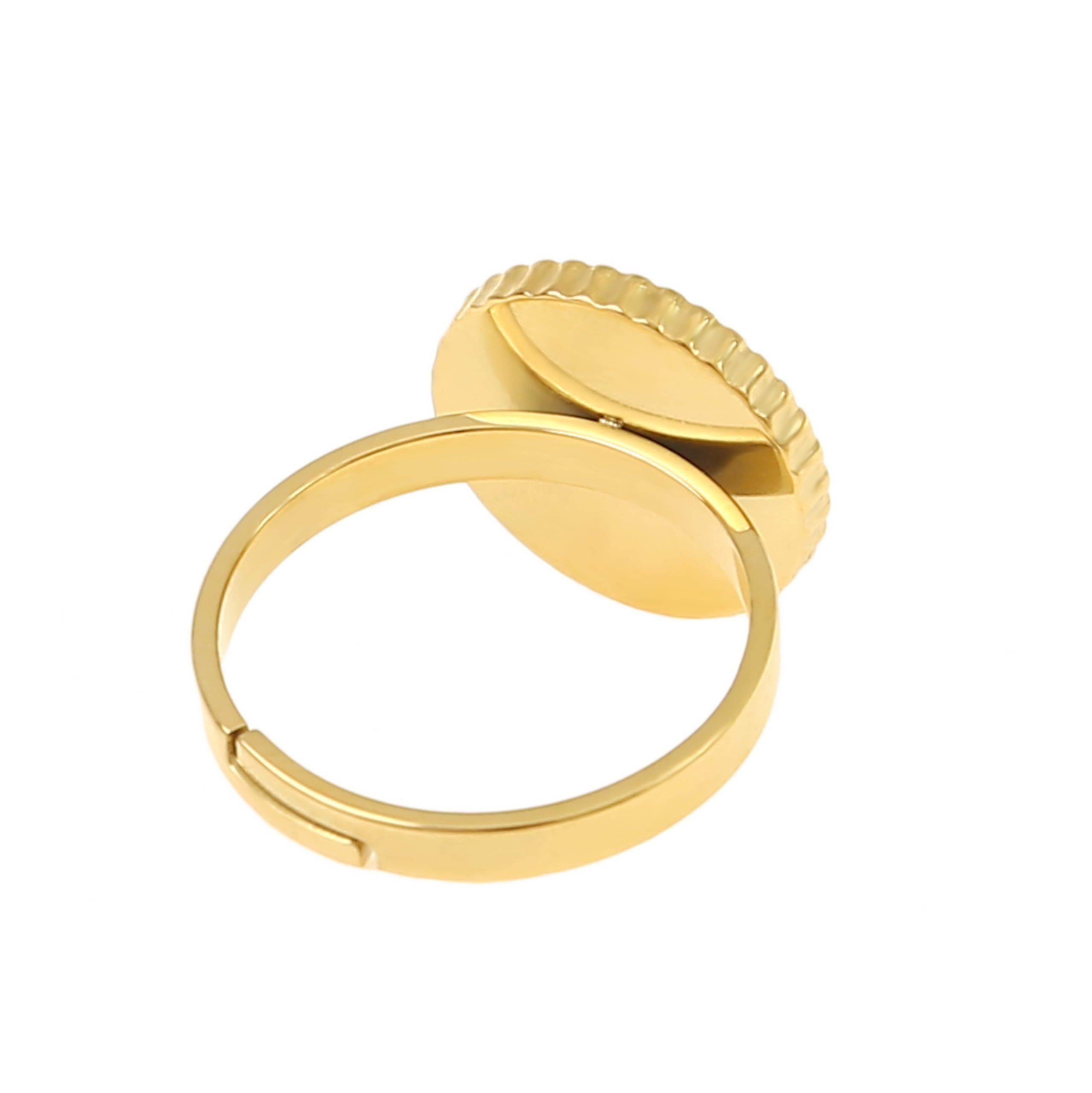 Made by Nami Fingerring in Gold mit Cleopatra Verzierung mit Sonnen Symbol und bunten Steinen, Ägyptischer Schmuck Wasserfest Größenverstellbar