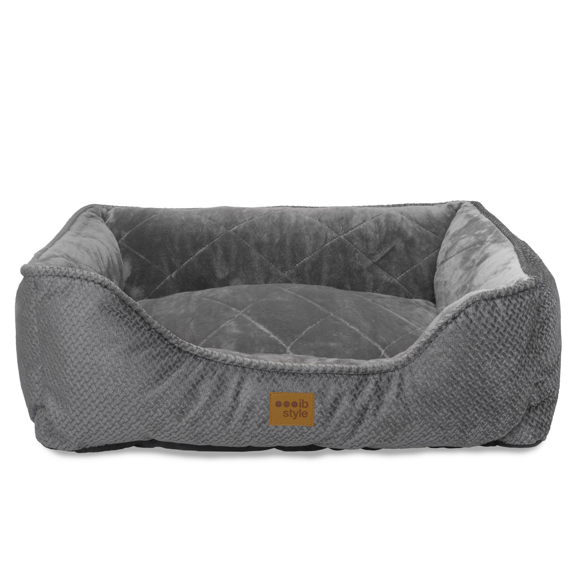 ib style Tierkissen Happy Milo S 61x49cm Grau, Körbchen - mit Reißverschluss - Anti-Rutsch Unterseite