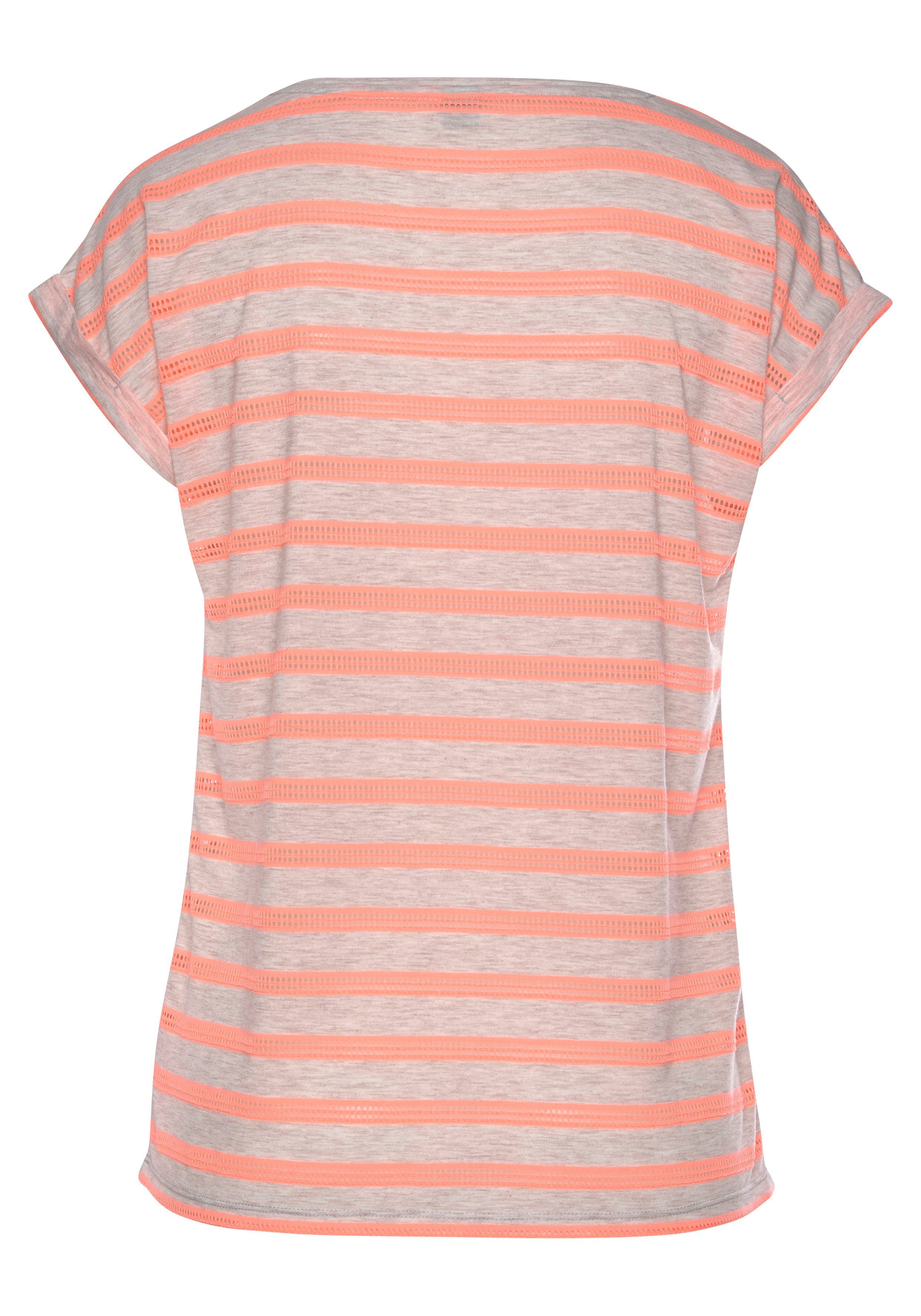 Vivance Kurzarmshirt mit transparenten Neon-Einsätzen, T-Shirt, lockere Passform, sportlich