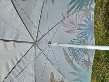 Meinposten Sonnenschirm sandfarben mit tropischen Blättern UV-Schutz UPF 40+ Ø 155 cm, abknickbar